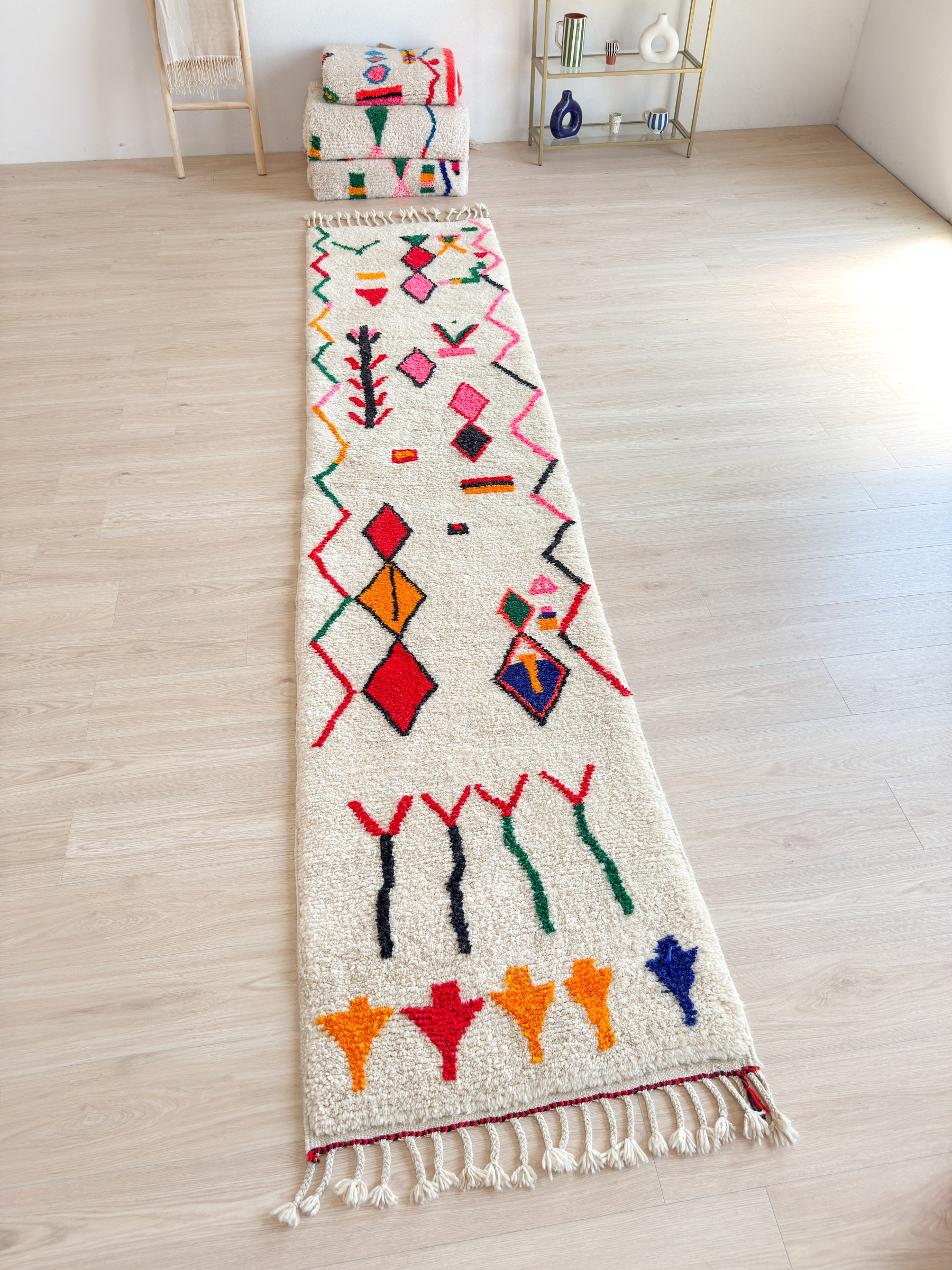 Tapis de couloir berbère coloré 86 x 405 cm - n°2072