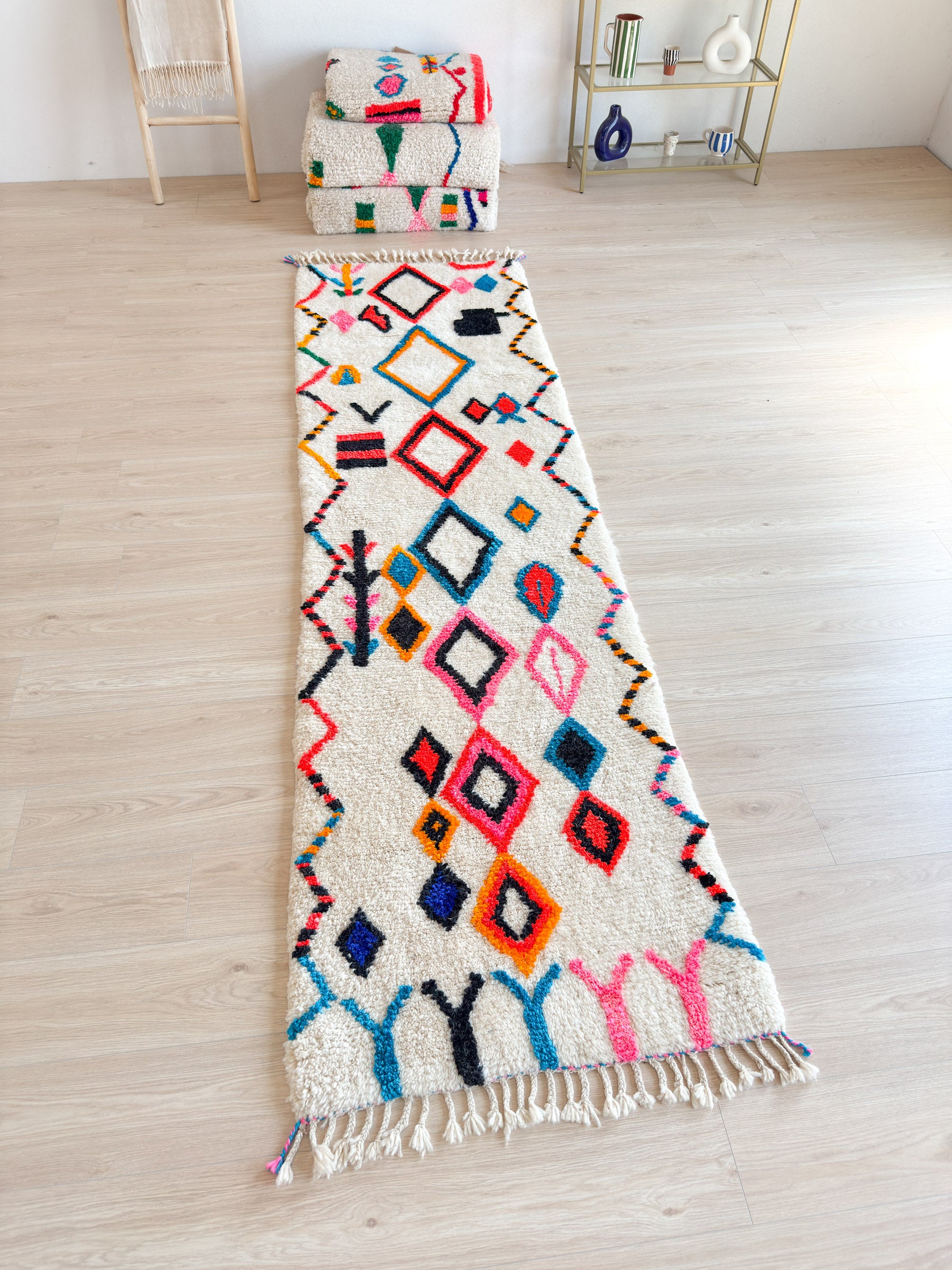 Tapis de couloir berbère coloré 87 x 320 cm - n°1951