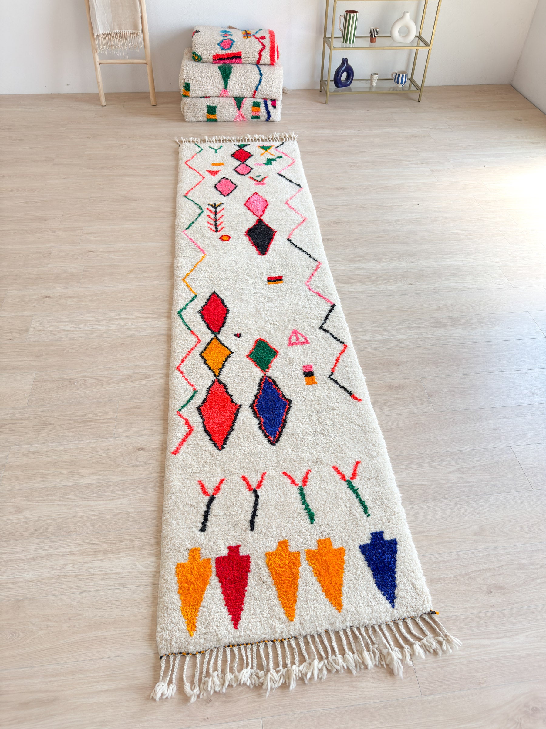Tapis de couloir berbère coloré 85 x 354 cm - n°2087