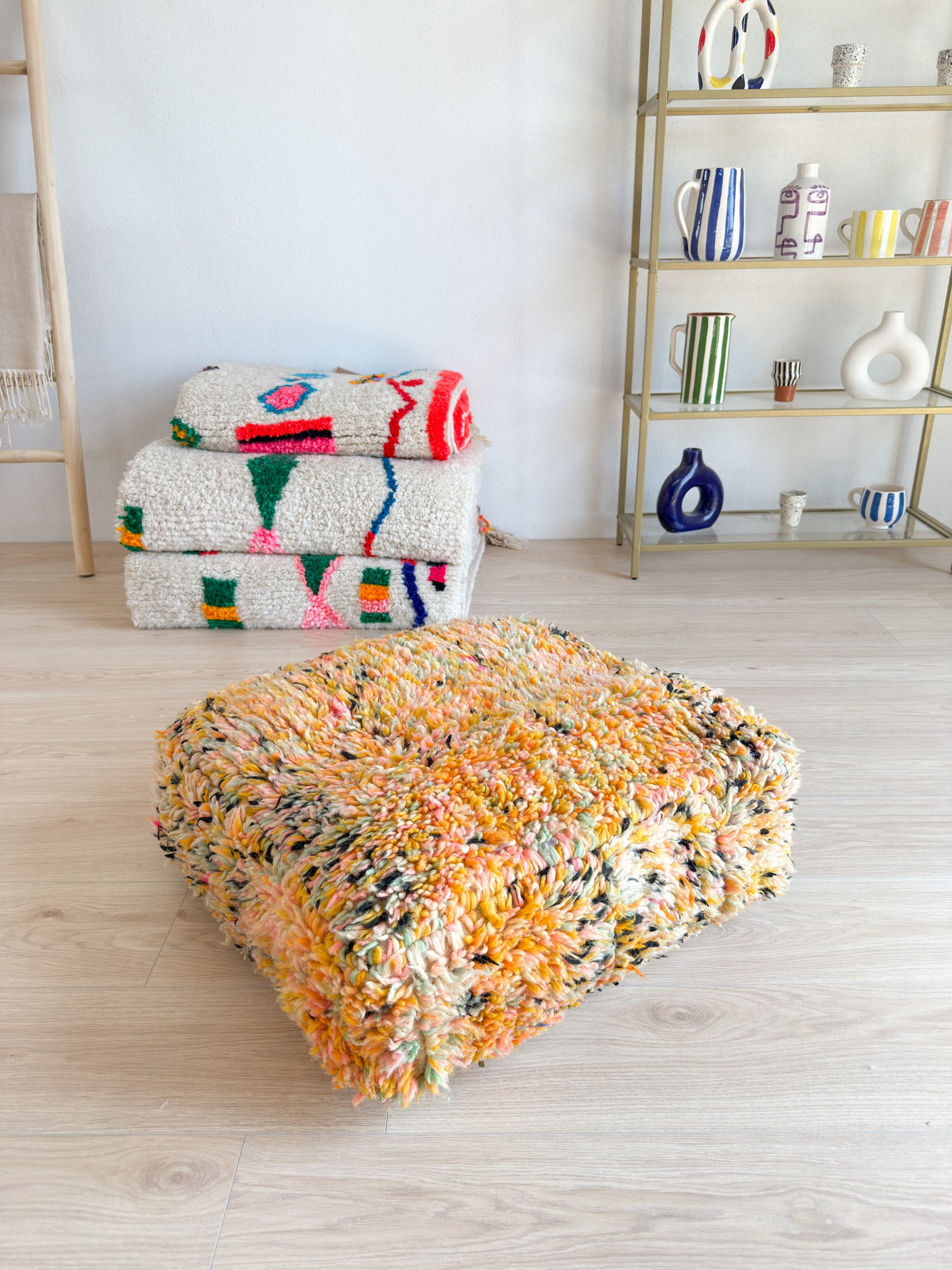 Moroccan pouf, colorful Berber pouf - 60 x 60 cm - n°28