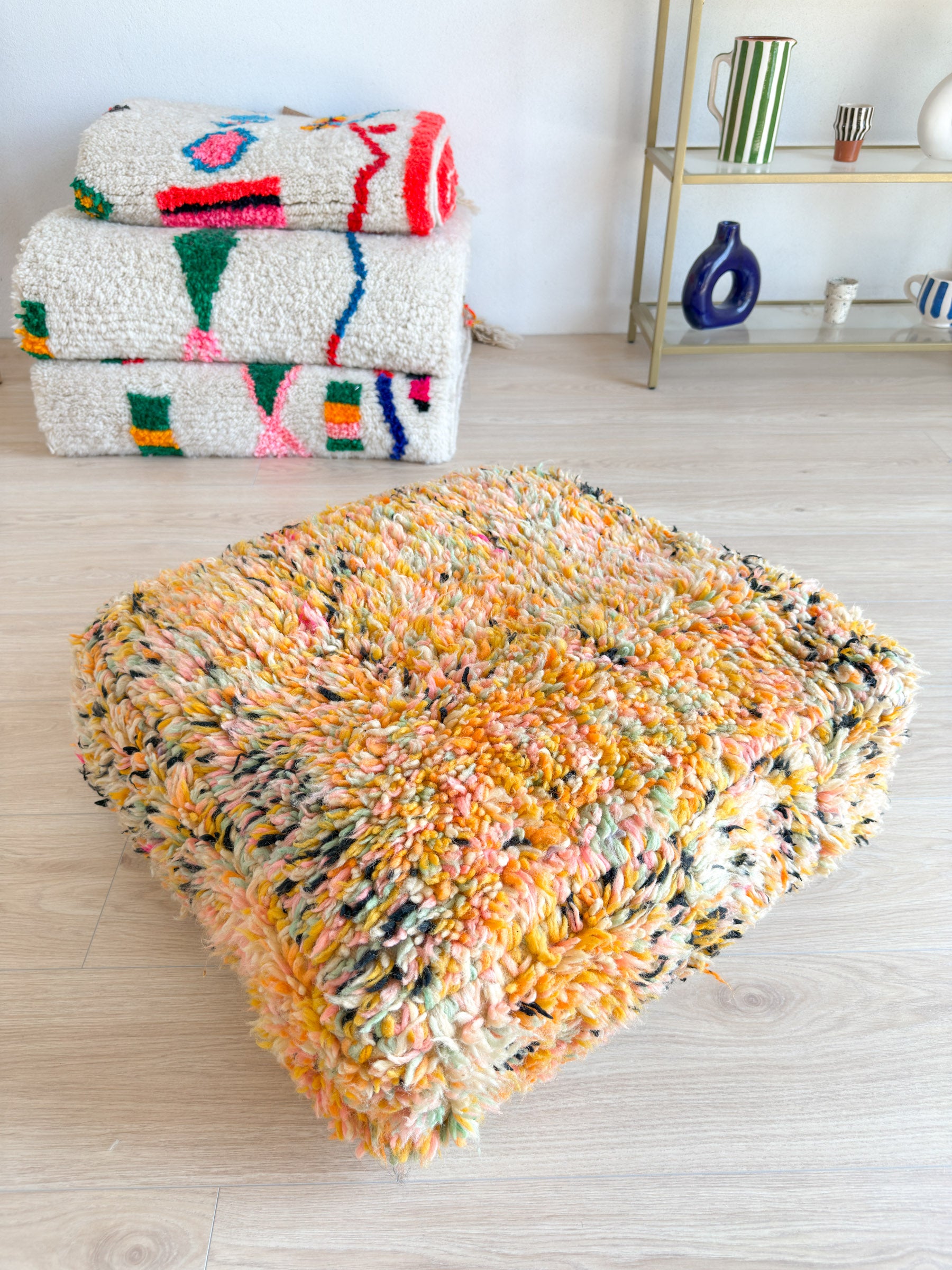Moroccan pouf, colorful Berber pouf - 60 x 60 cm - n°28
