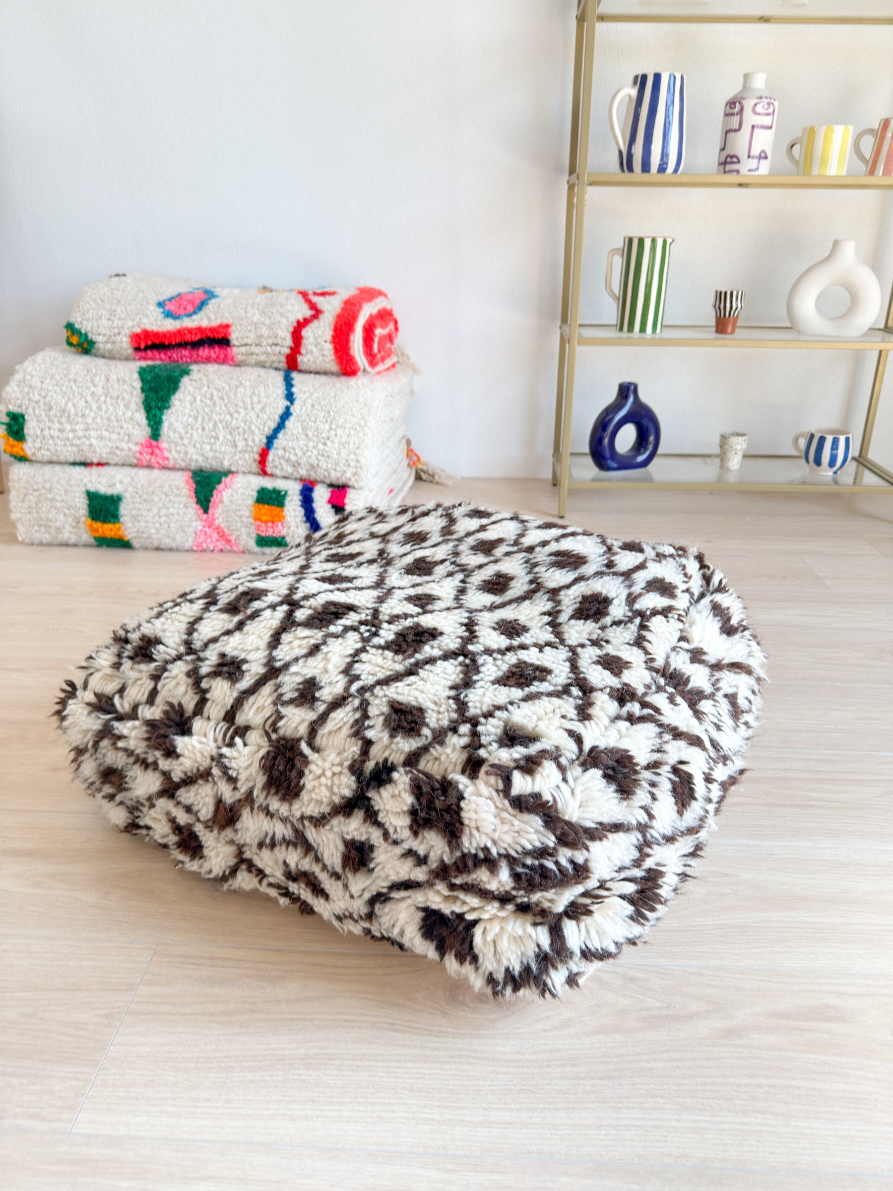 Moroccan pouf, colorful Berber pouf - 60 x 60 cm - n°40