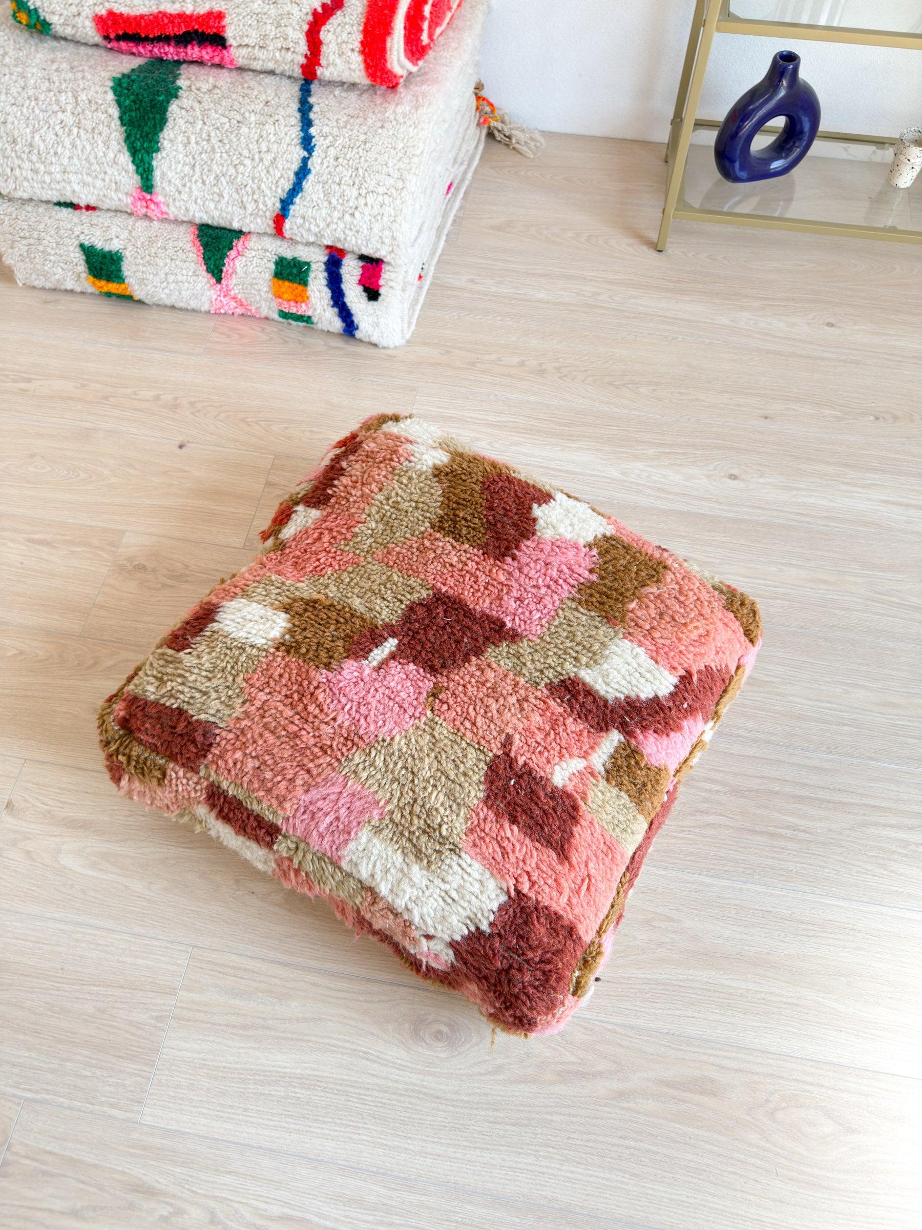 Moroccan pouf, colorful Berber pouf - 60 x 60 cm - n°29
