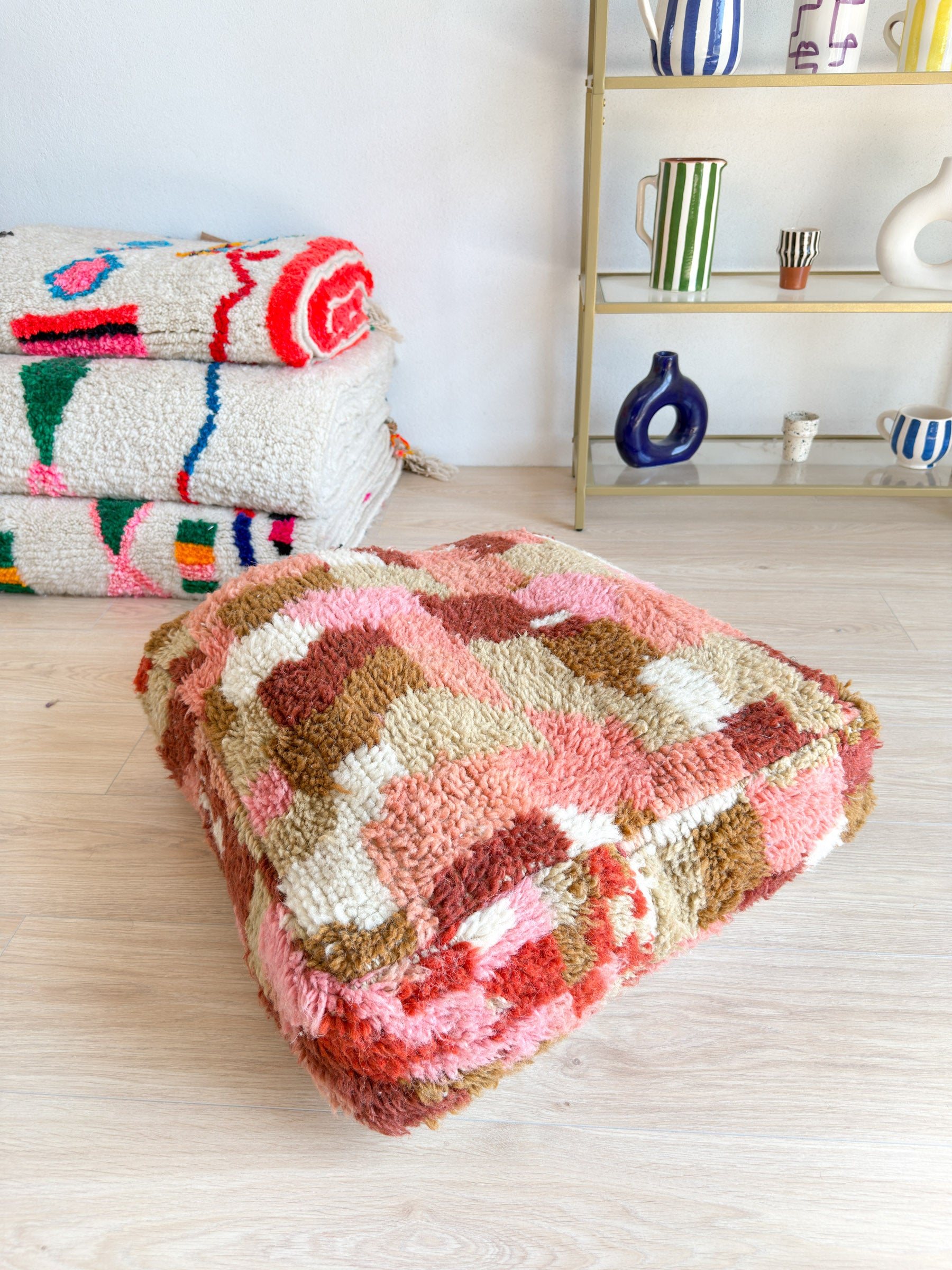 Moroccan pouf, colorful Berber pouf - 60 x 60 cm - n°29