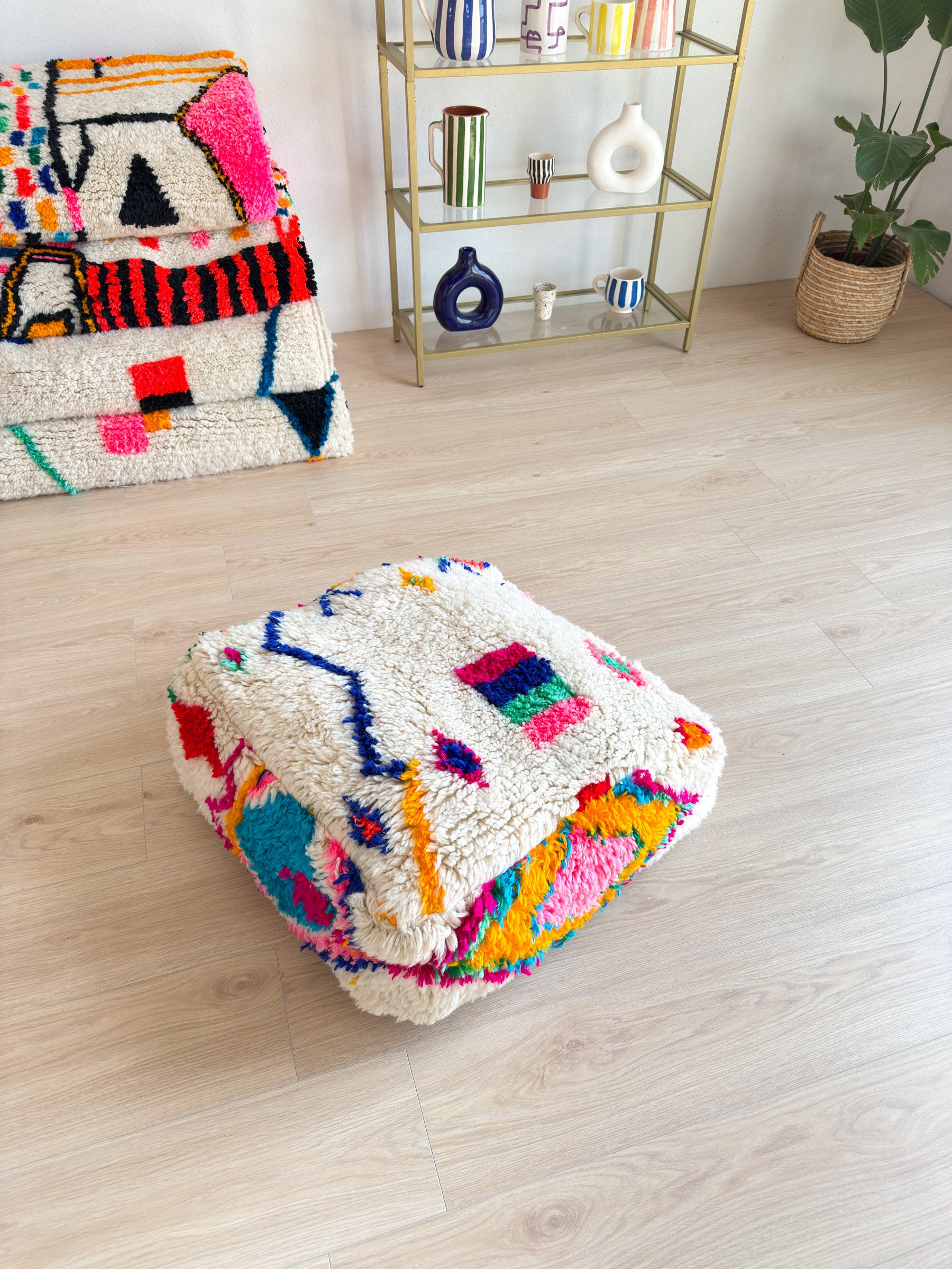 Pouf Marocain, pouf berbère coloré - 60 x 60 cm - n°6