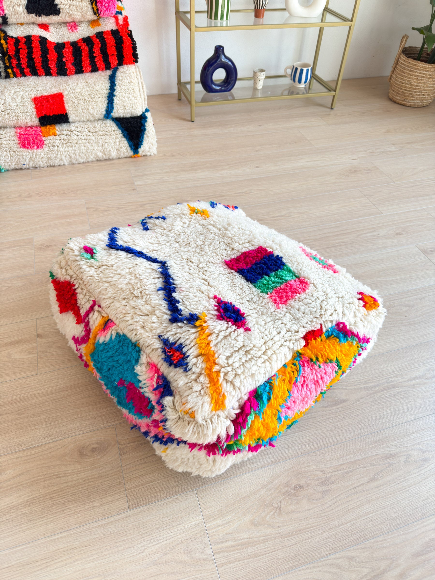 Pouf Marocain, pouf berbère coloré - 60 x 60 cm - n°6