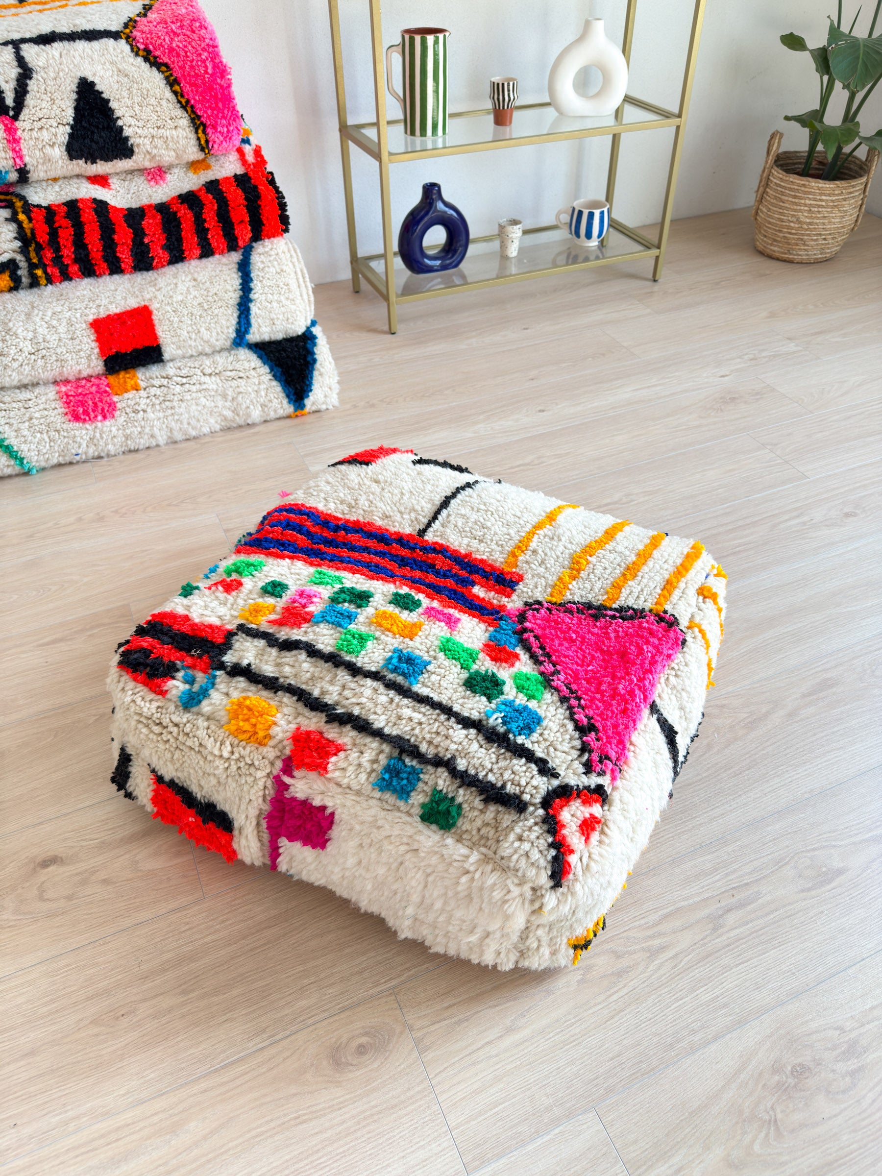 Pouf Marocain, pouf berbère coloré - 60 x 60 cm - n°7