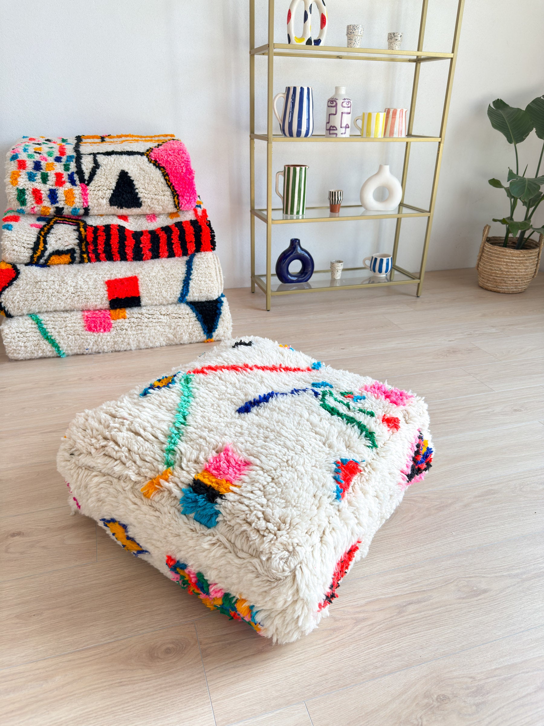 Pouf Marocain, pouf berbère coloré - 60 x 60 cm - n°8