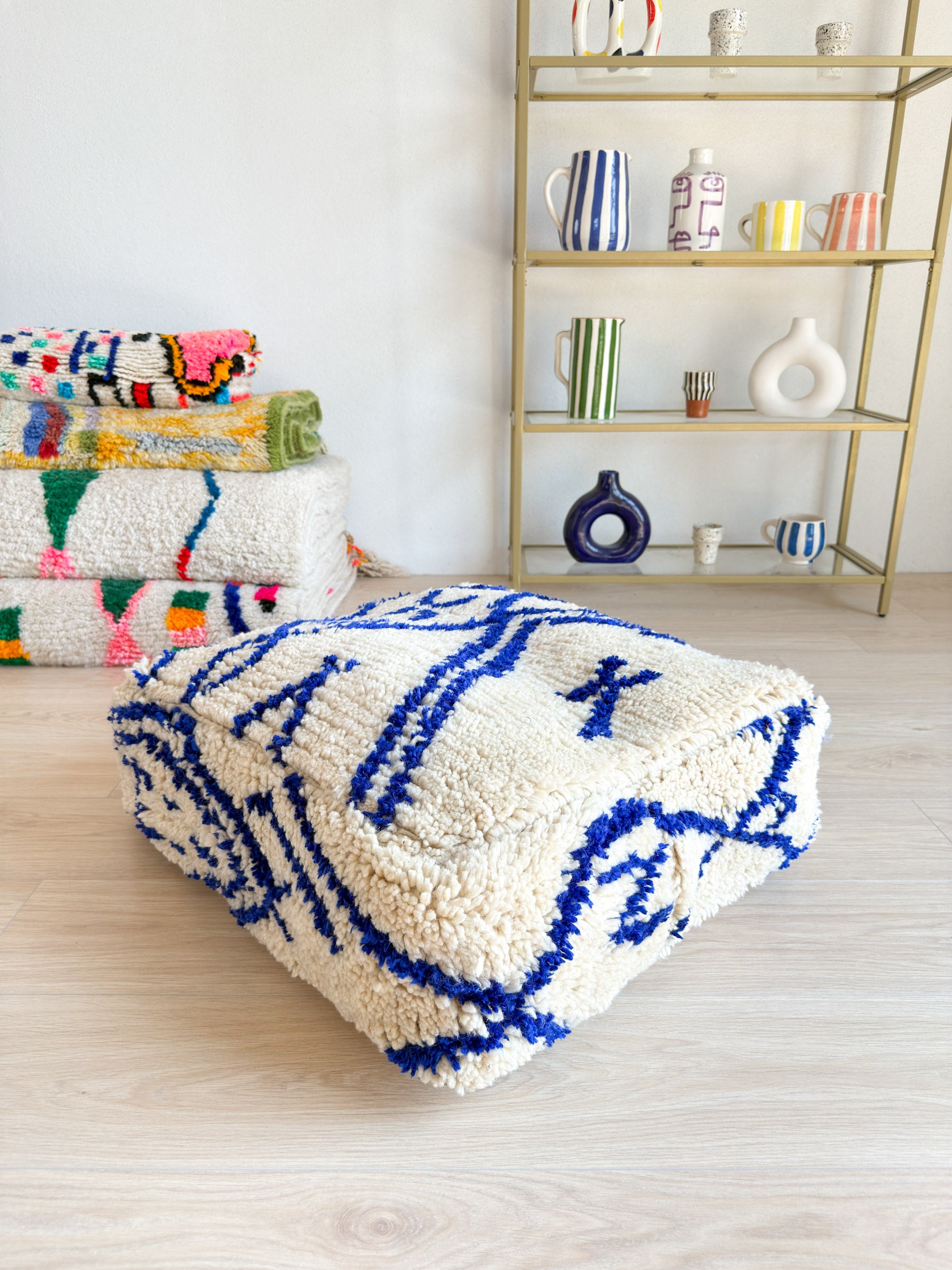 Pouf Marocain, pouf berbère coloré - 60 x 60 cm - n°44