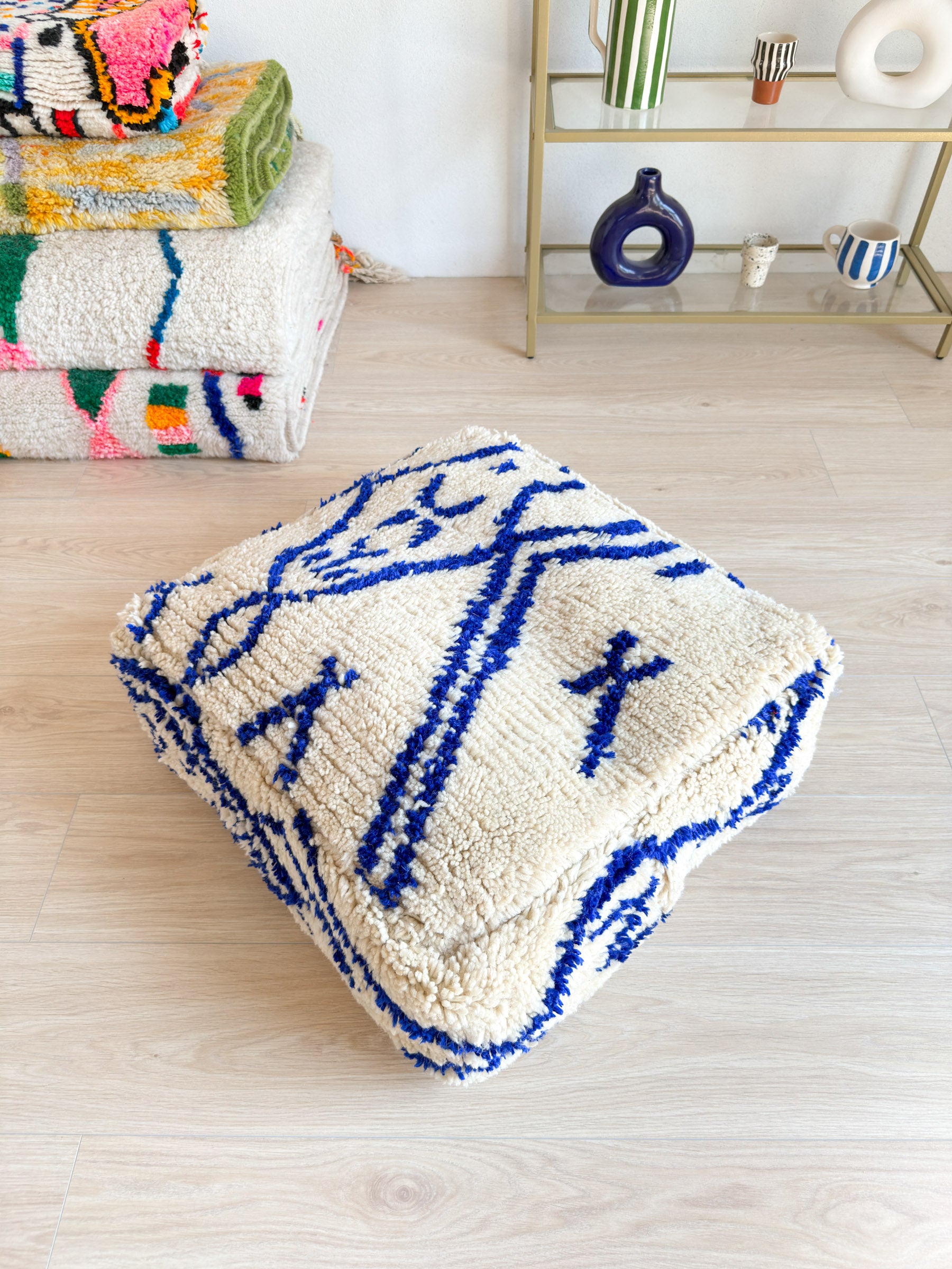Pouf Marocain, pouf berbère coloré - 60 x 60 cm - n°44