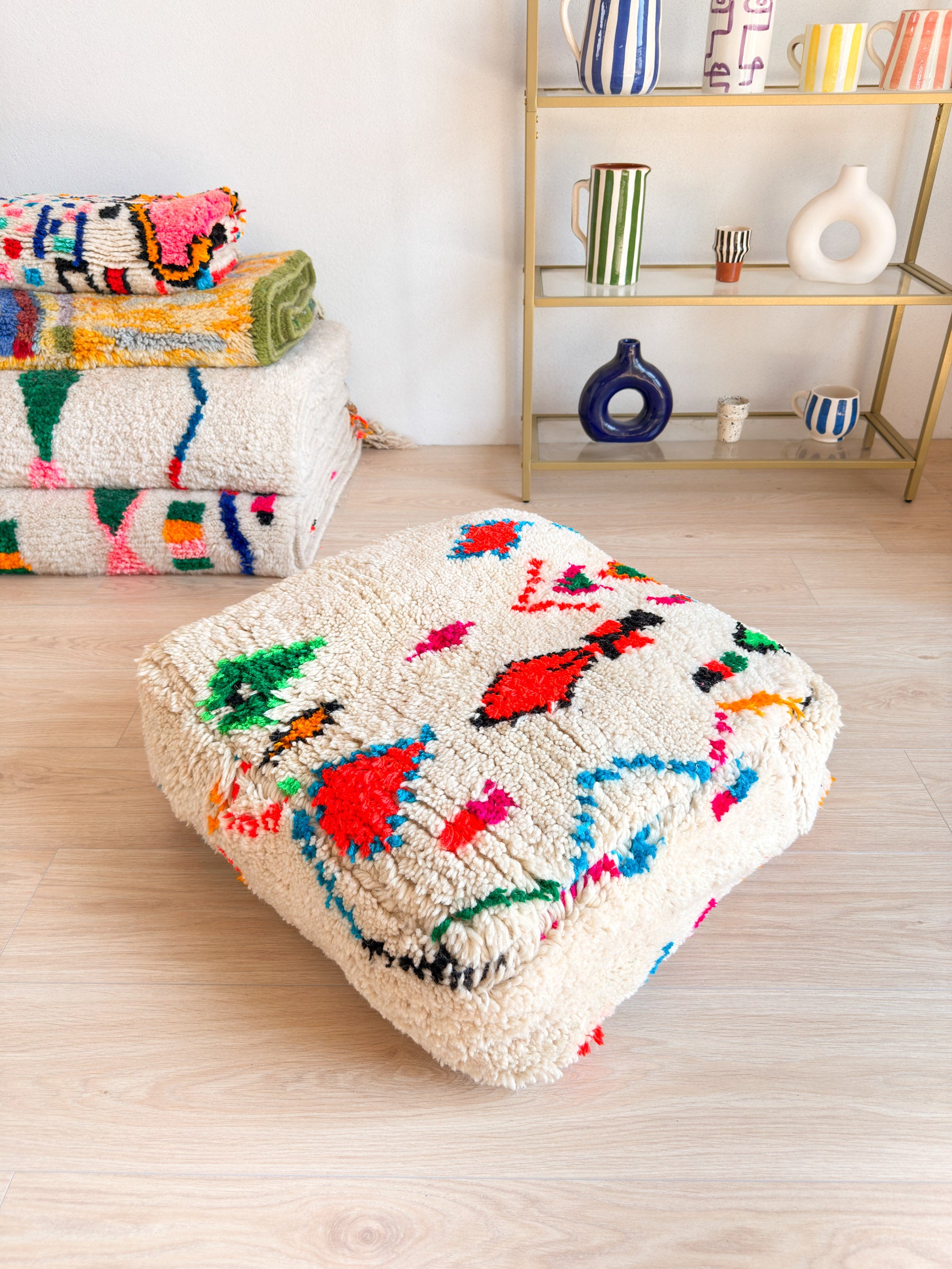 Pouf Marocain, pouf berbère coloré - 60 x 60 cm - n°46