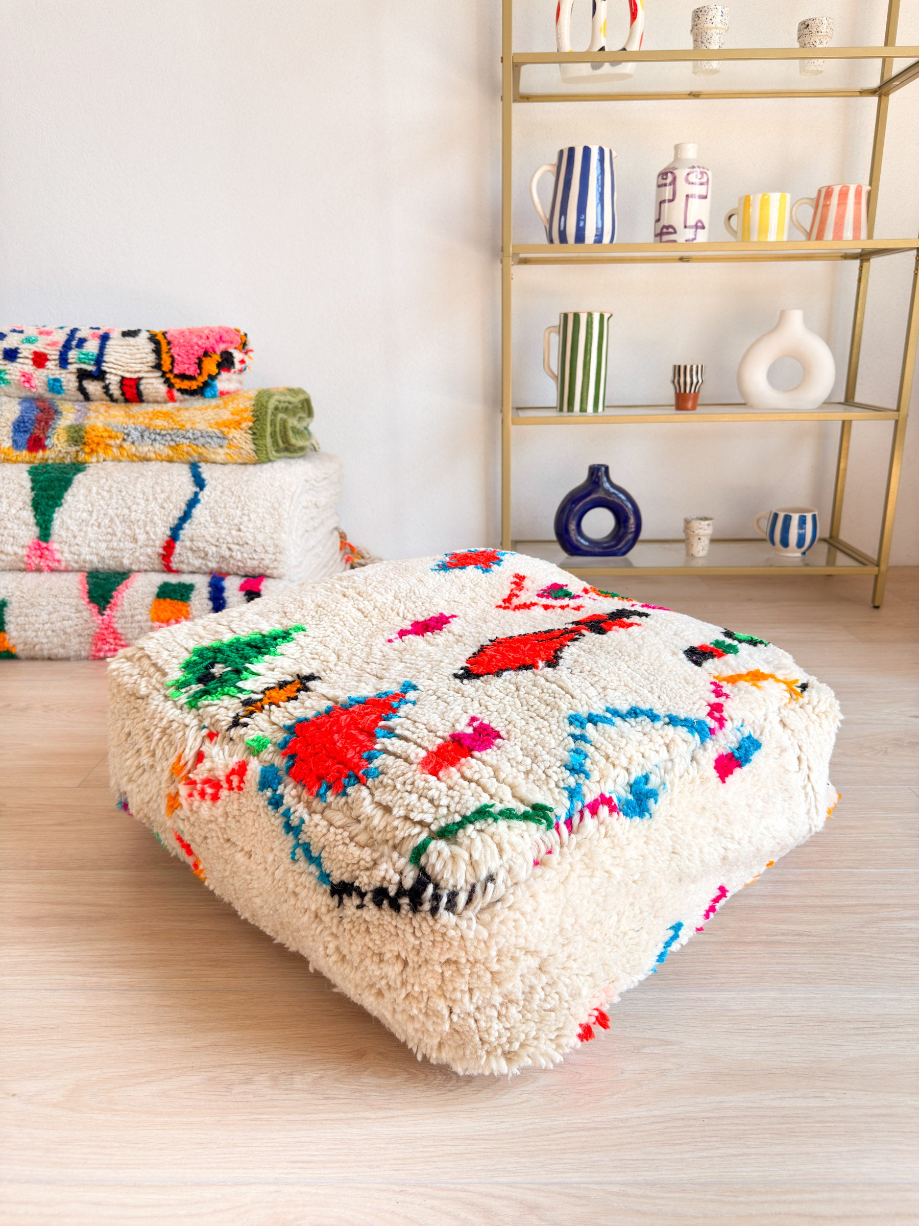 Pouf Marocain, pouf berbère coloré - 60 x 60 cm - n°46