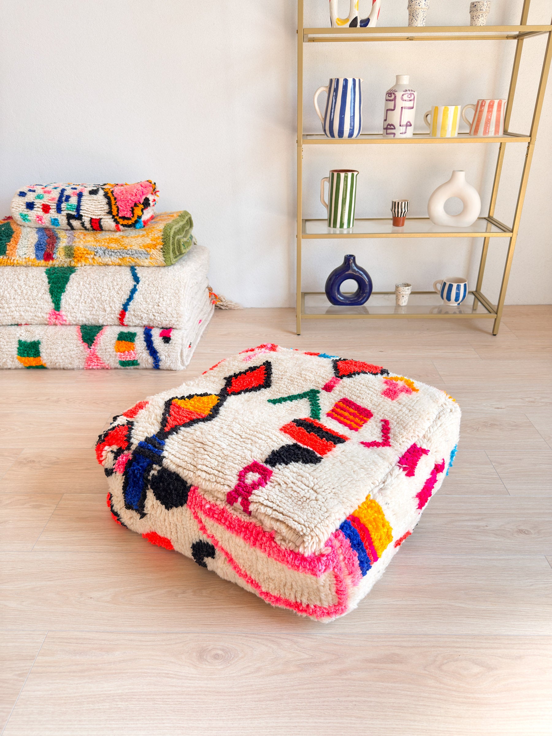 Pouf Marocain, pouf berbère coloré - 60 x 60 cm - n°45