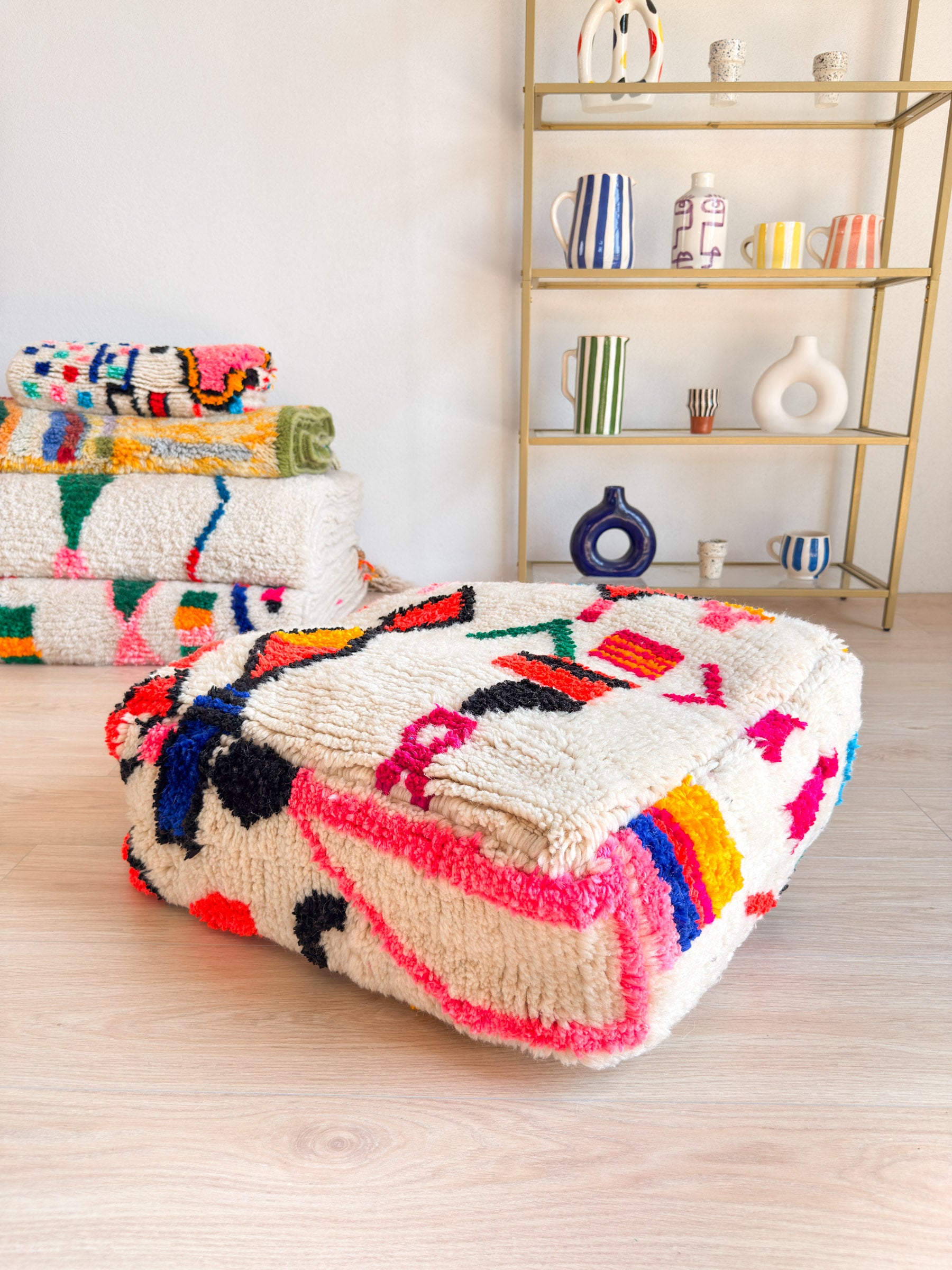Pouf Marocain, pouf berbère coloré - 60 x 60 cm - n°45