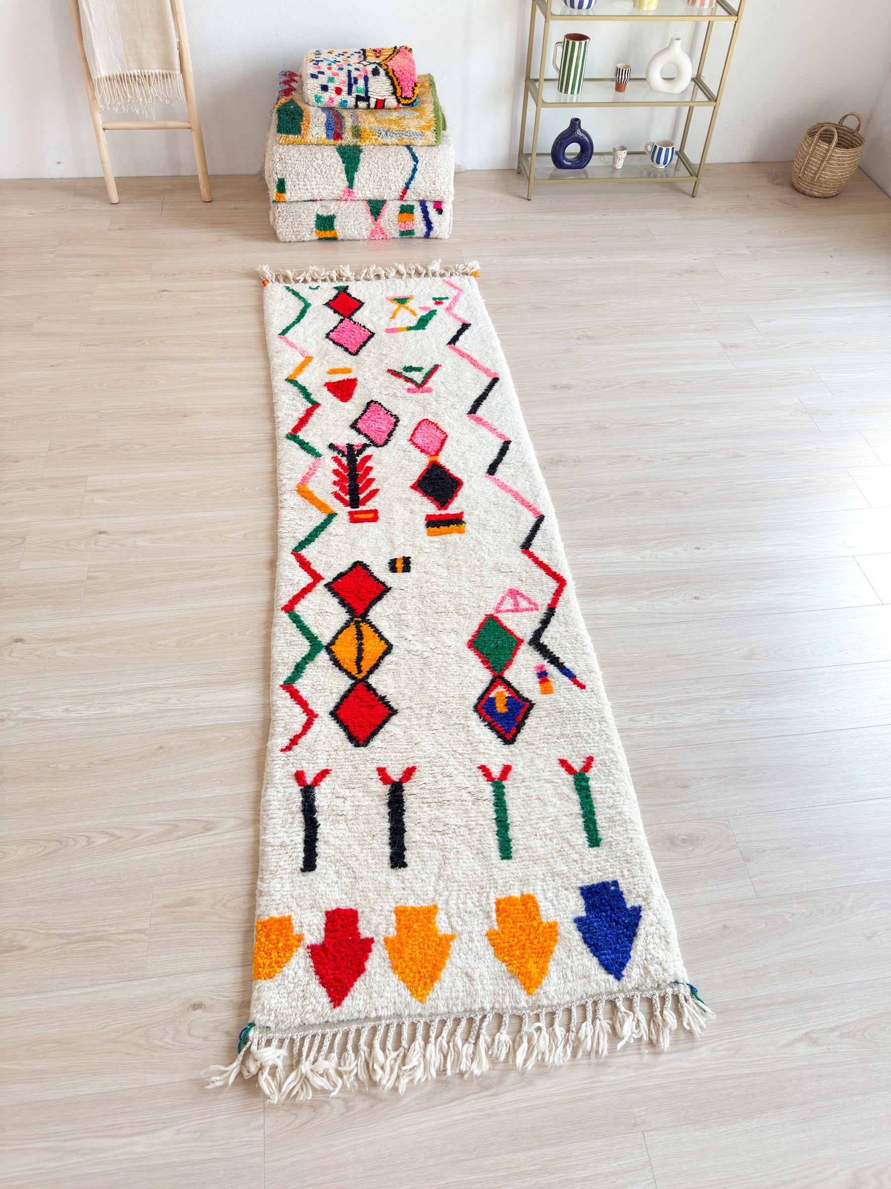 Tapis de couloir berbère coloré 84 x 292 cm - n°2247