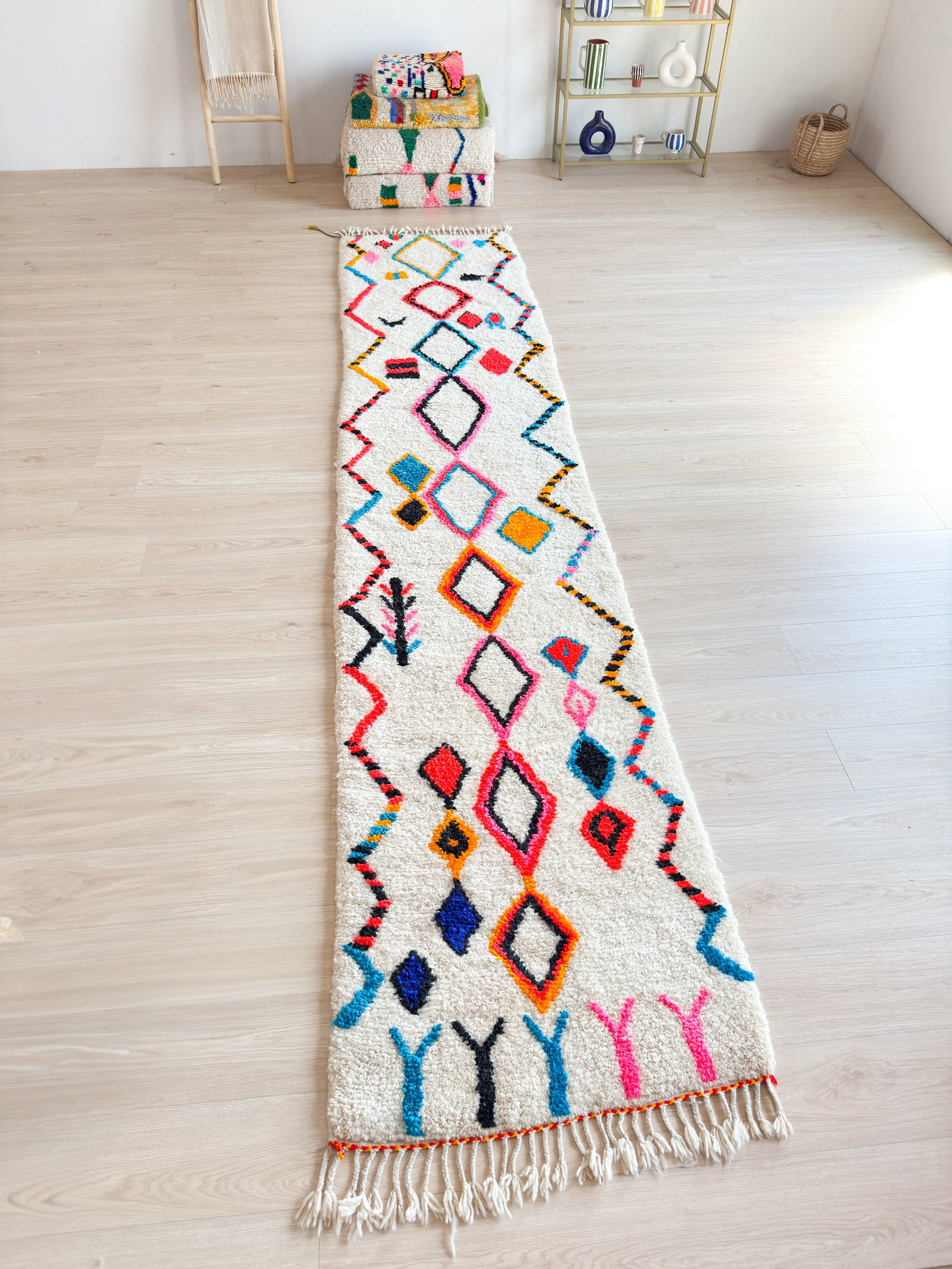 Tapis de couloir berbère coloré 87 x 427 cm - n°2215