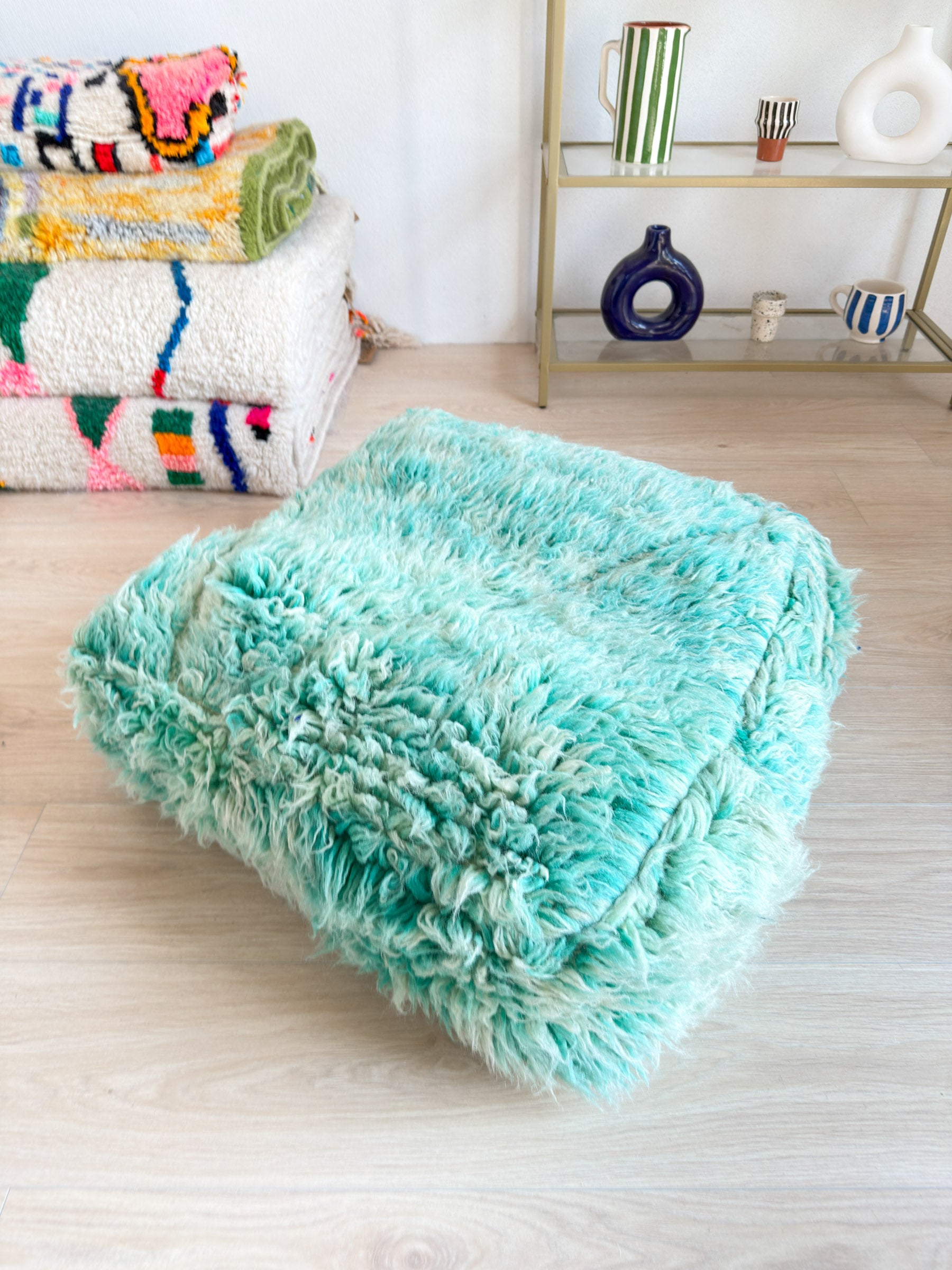 Pouf Marocain, pouf berbère coloré - 60 x 60 cm - n°42