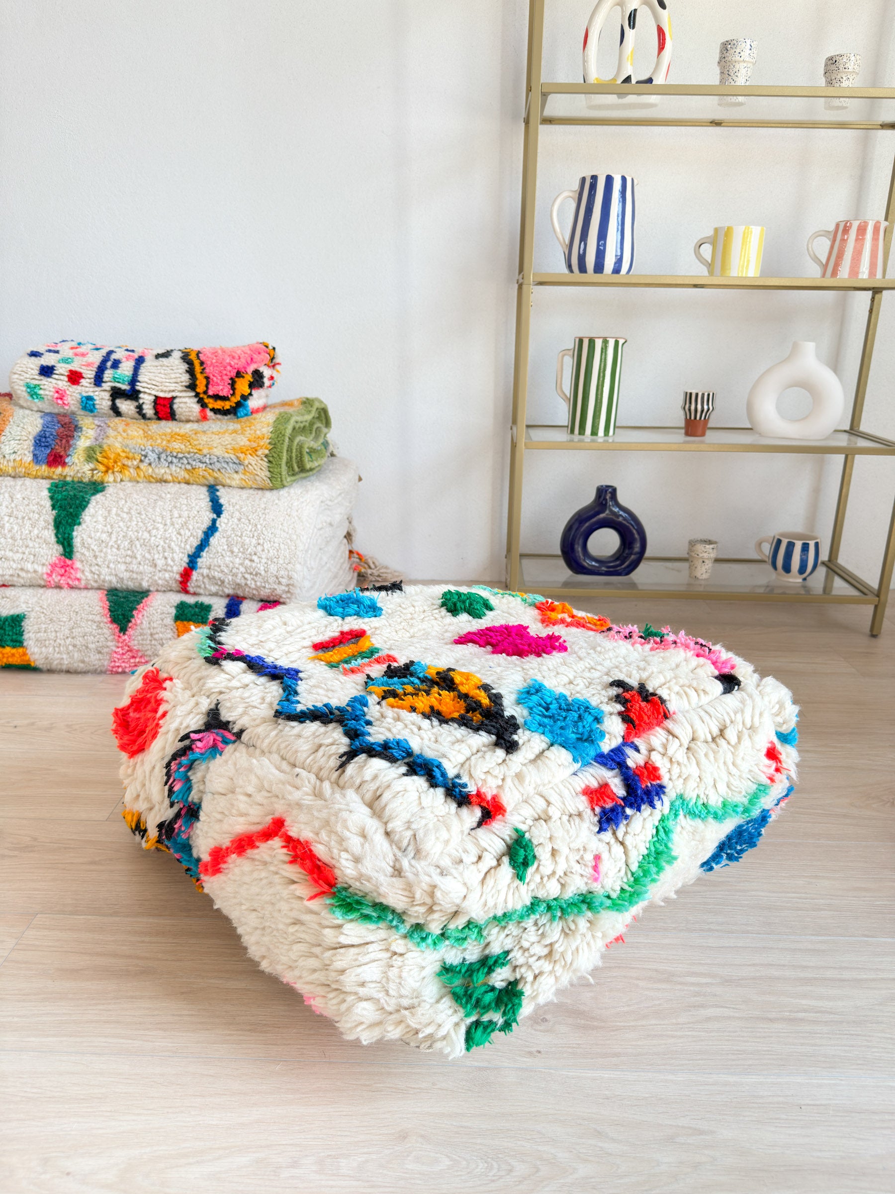 Pouf Marocain, pouf berbère coloré - 60 x 60 cm - n°57