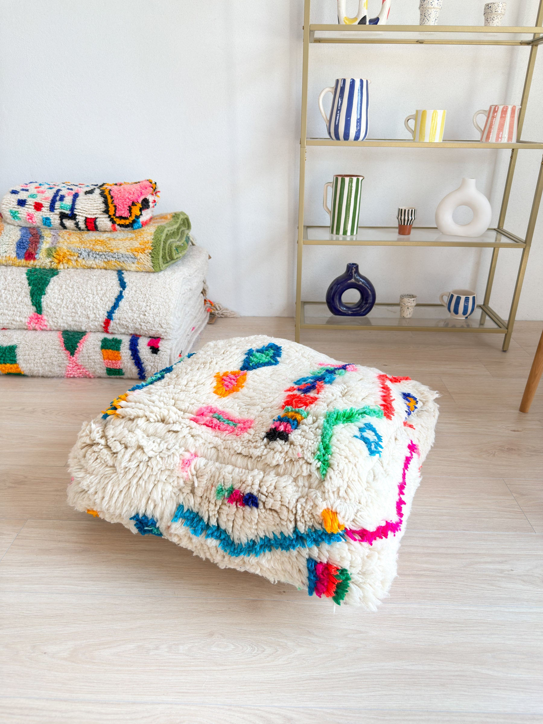 Pouf Marocain, pouf berbère coloré - 60 x 60 cm - n°52
