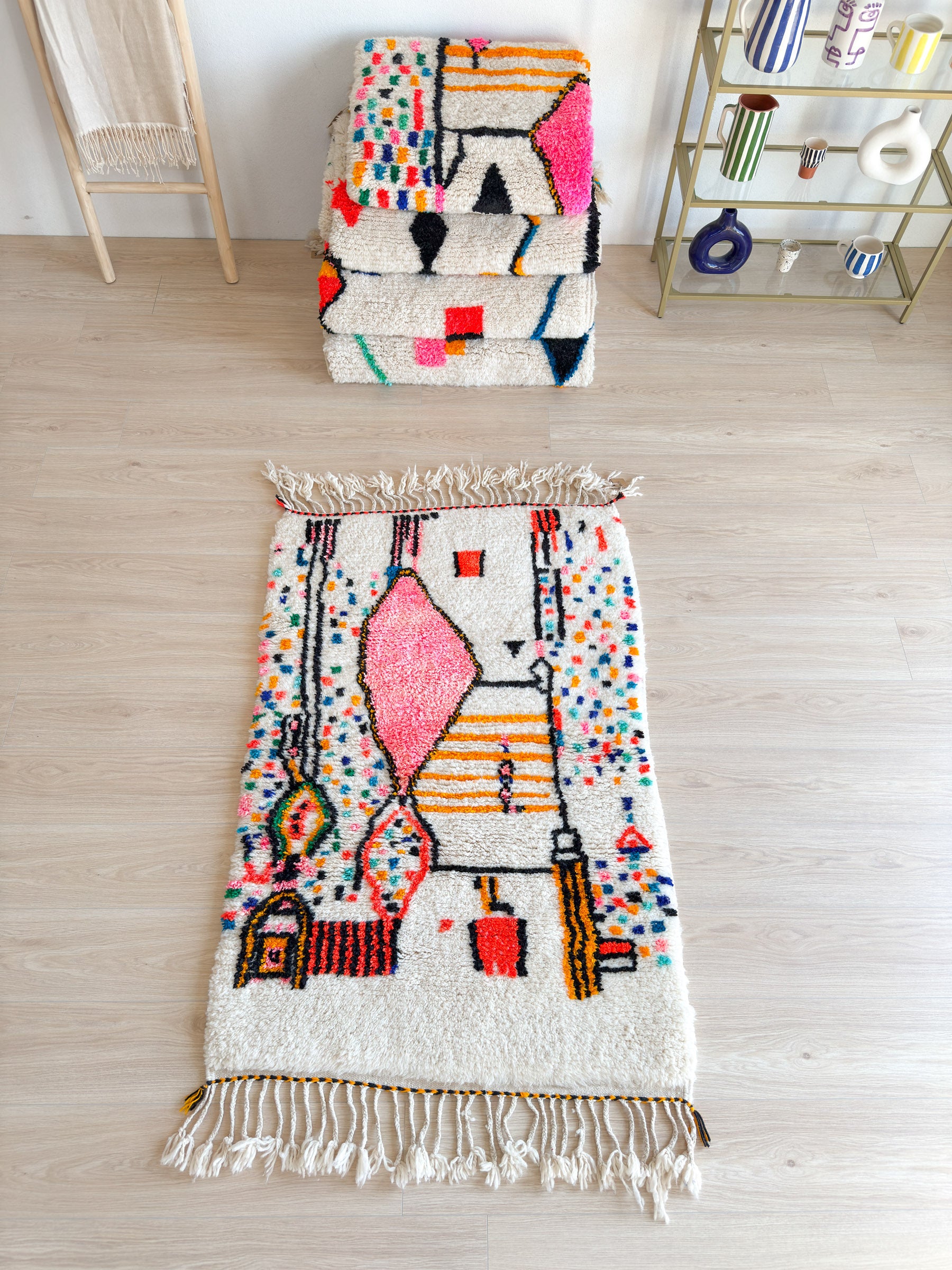 Colorful Berber rug 98 x 126 cm - n°1838