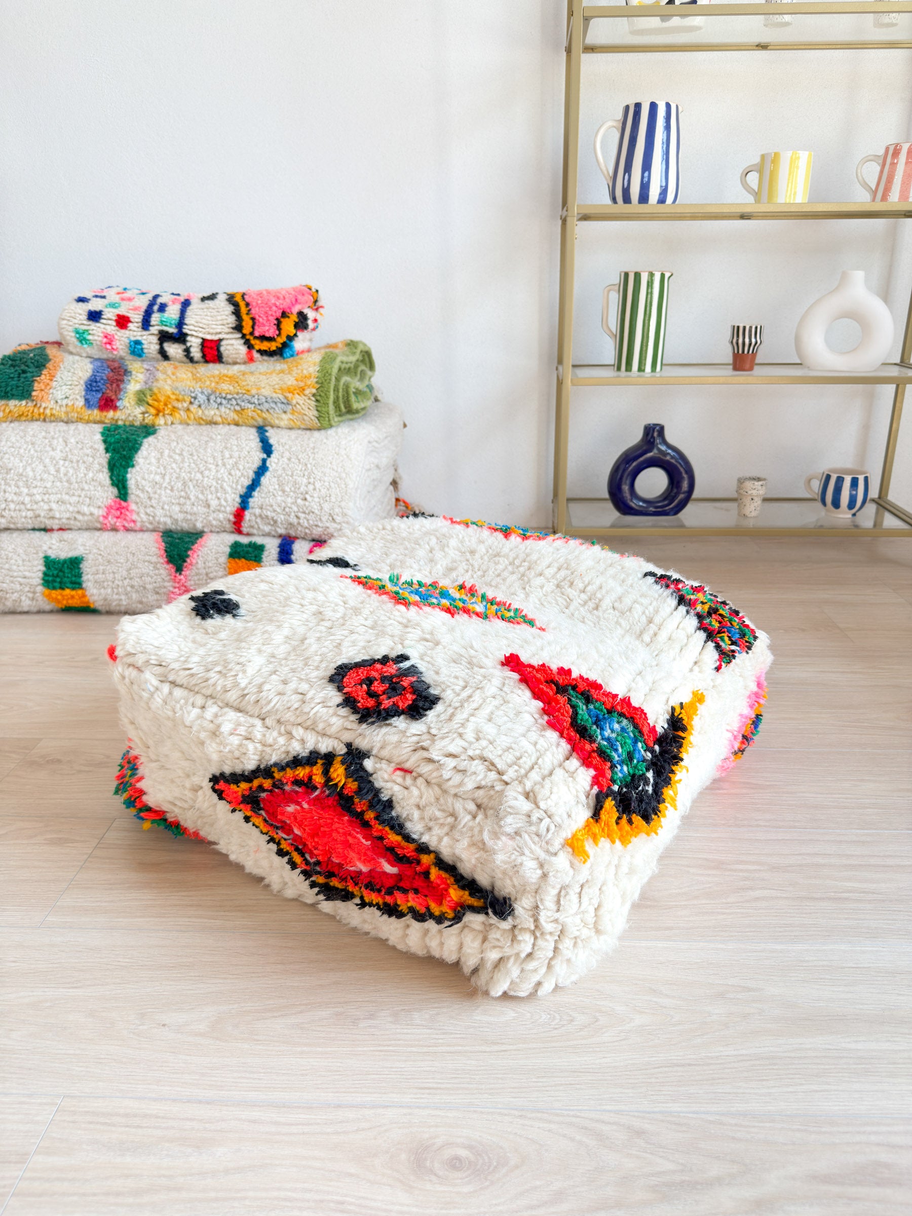 Pouf Marocain, pouf berbère coloré - 60 x 60 cm - n°48