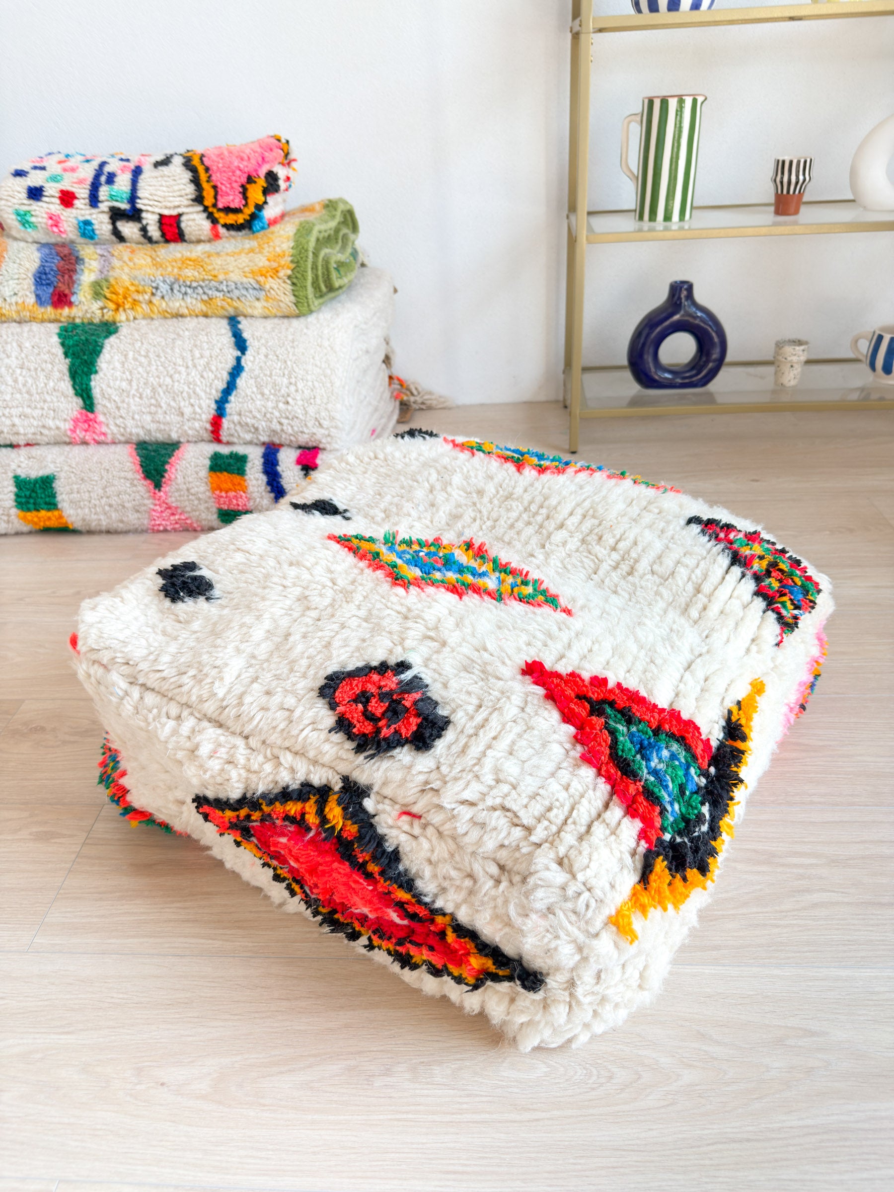 Pouf Marocain, pouf berbère coloré - 60 x 60 cm - n°48