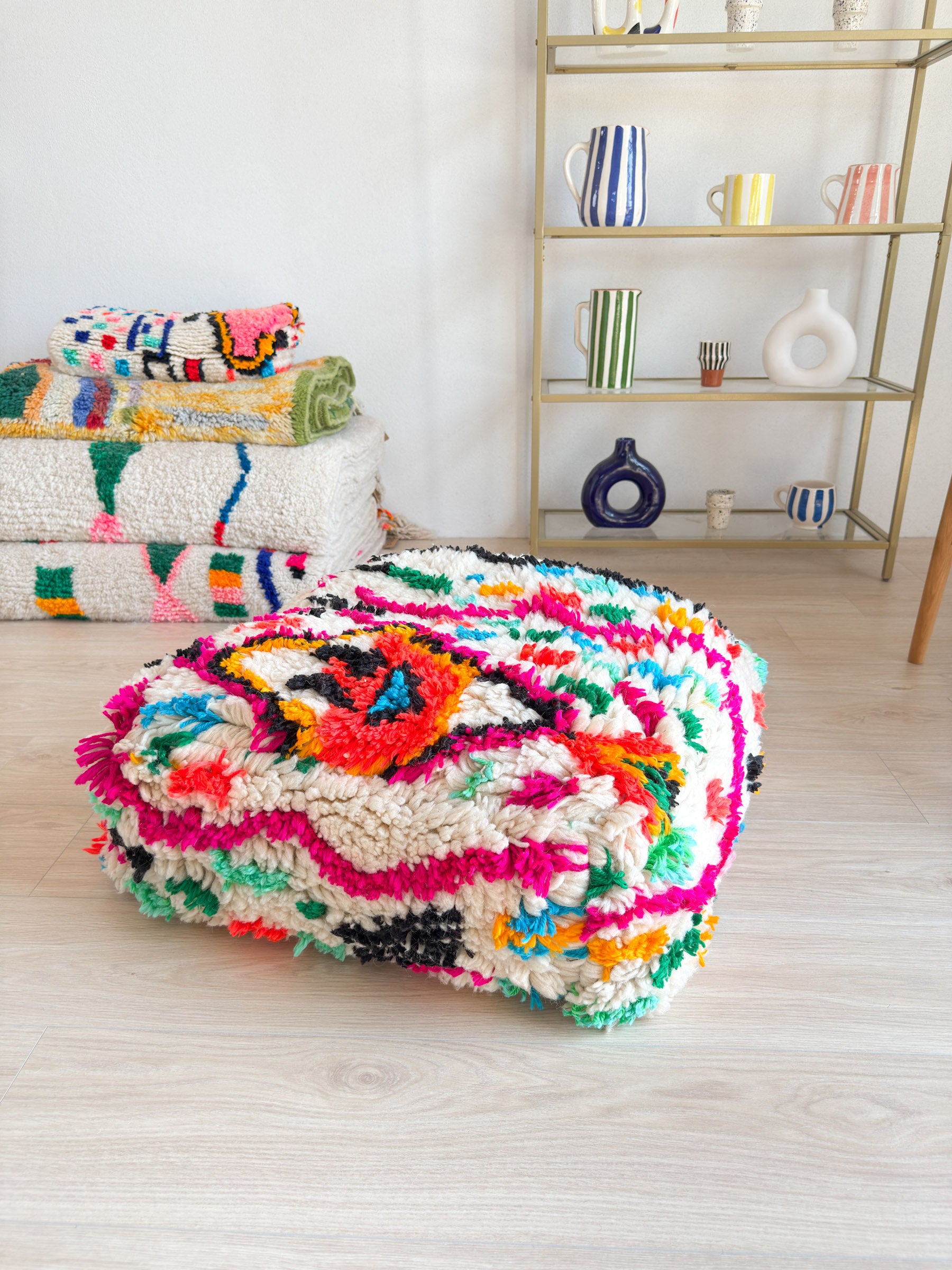 Pouf Marocain, pouf berbère coloré - 60 x 60 cm - n°50