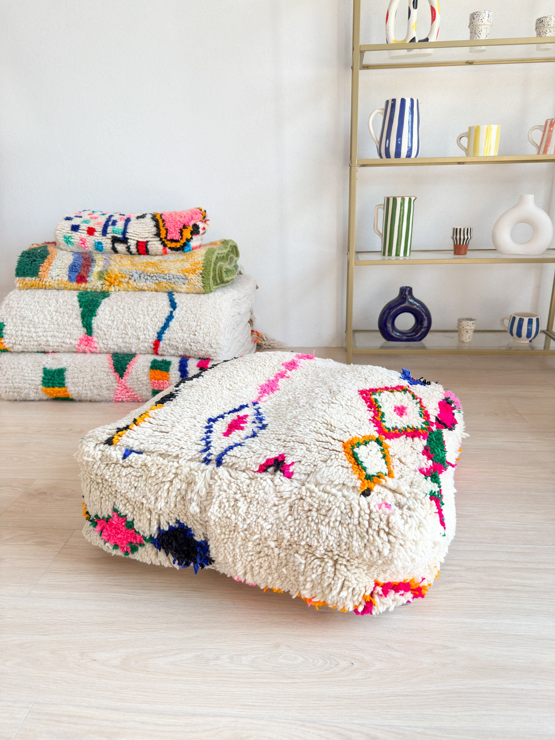 Pouf Marocain, pouf berbère coloré - 60 x 60 cm - n°47