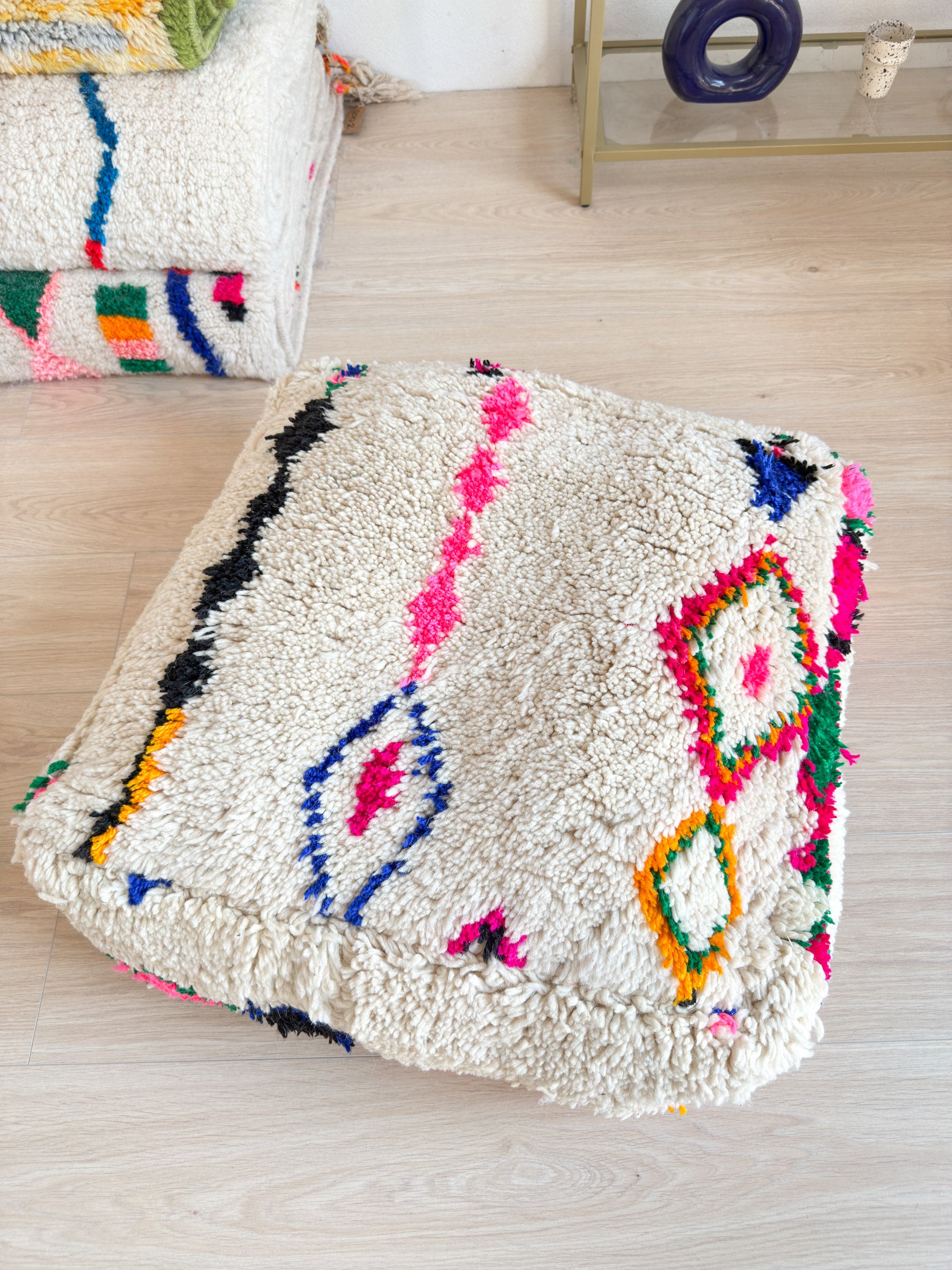 Pouf Marocain, pouf berbère coloré - 60 x 60 cm - n°47