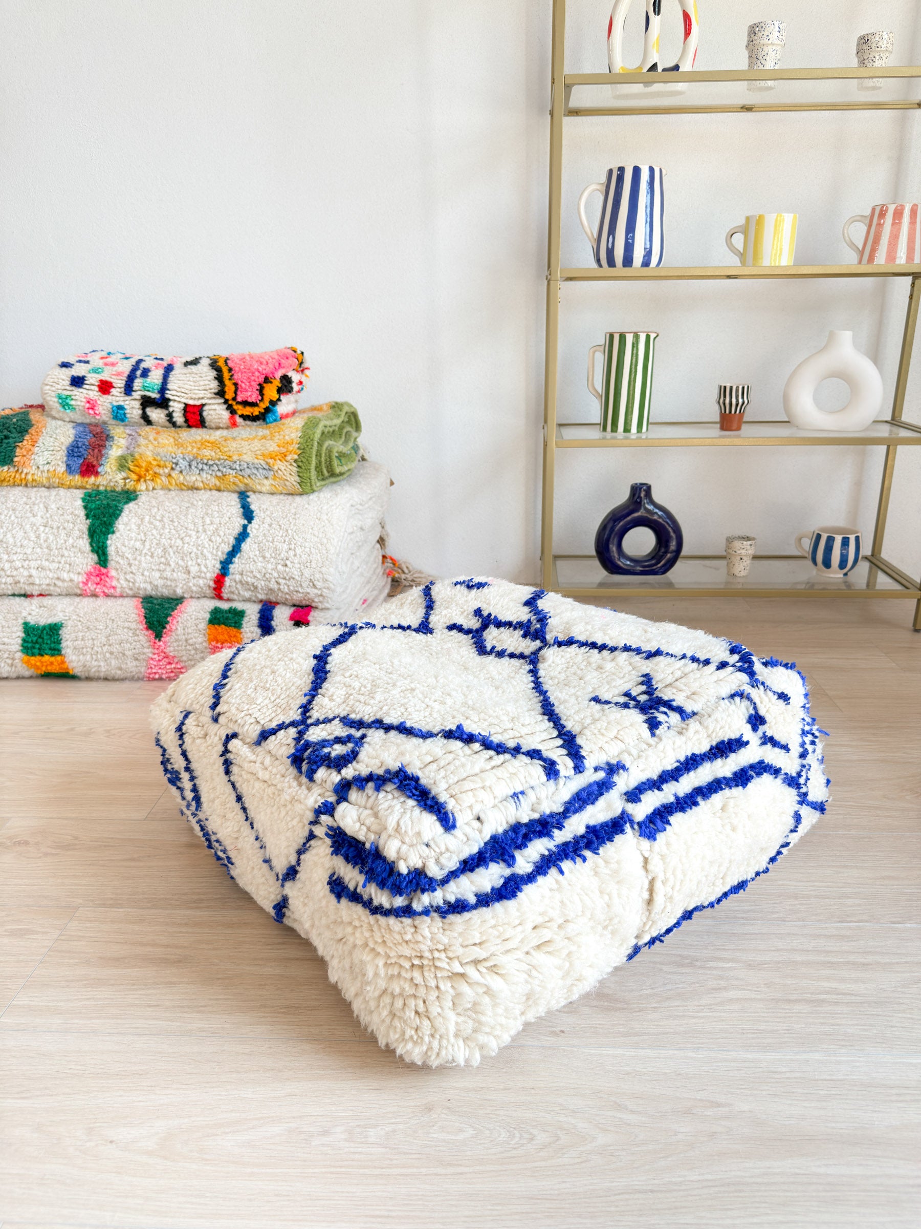Pouf Marocain, pouf berbère coloré - 60 x 60 cm - n°53