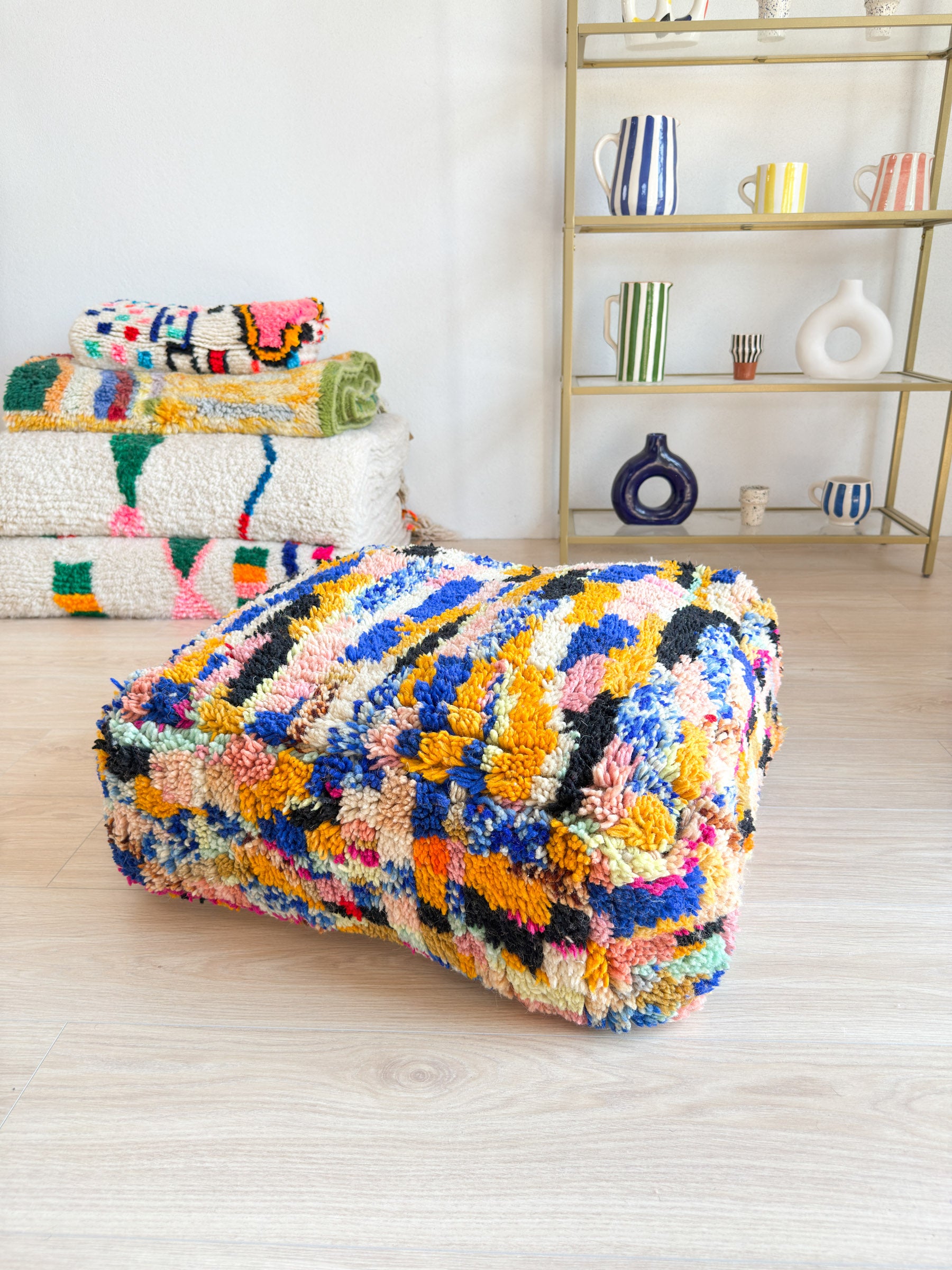 Pouf Marocain, pouf berbère coloré - 60 x 60 cm - n°59