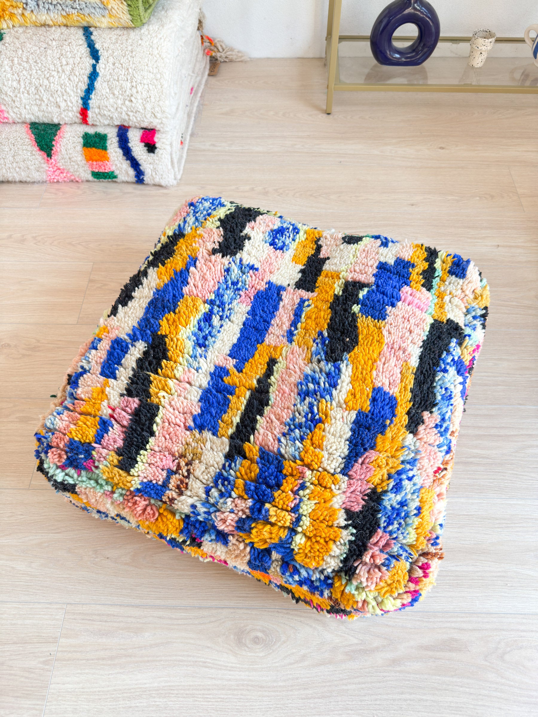 Pouf Marocain, pouf berbère coloré - 60 x 60 cm - n°59