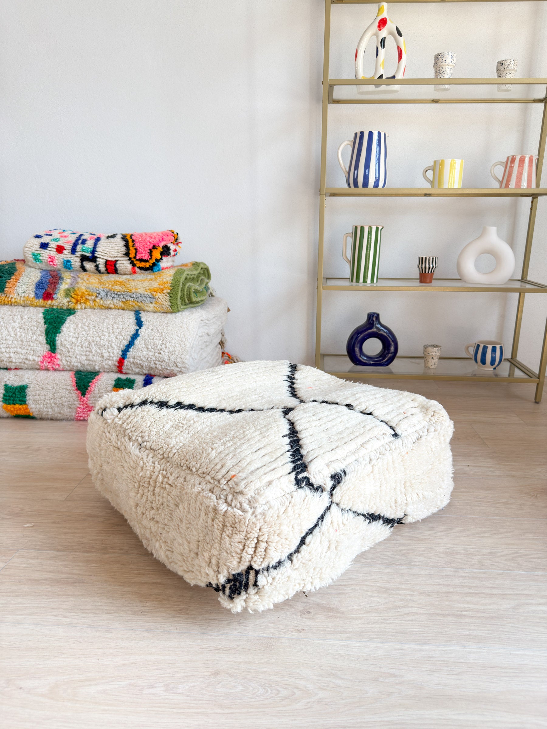 Pouf Marocain, pouf berbère coloré - 60 x 60 cm - n°64