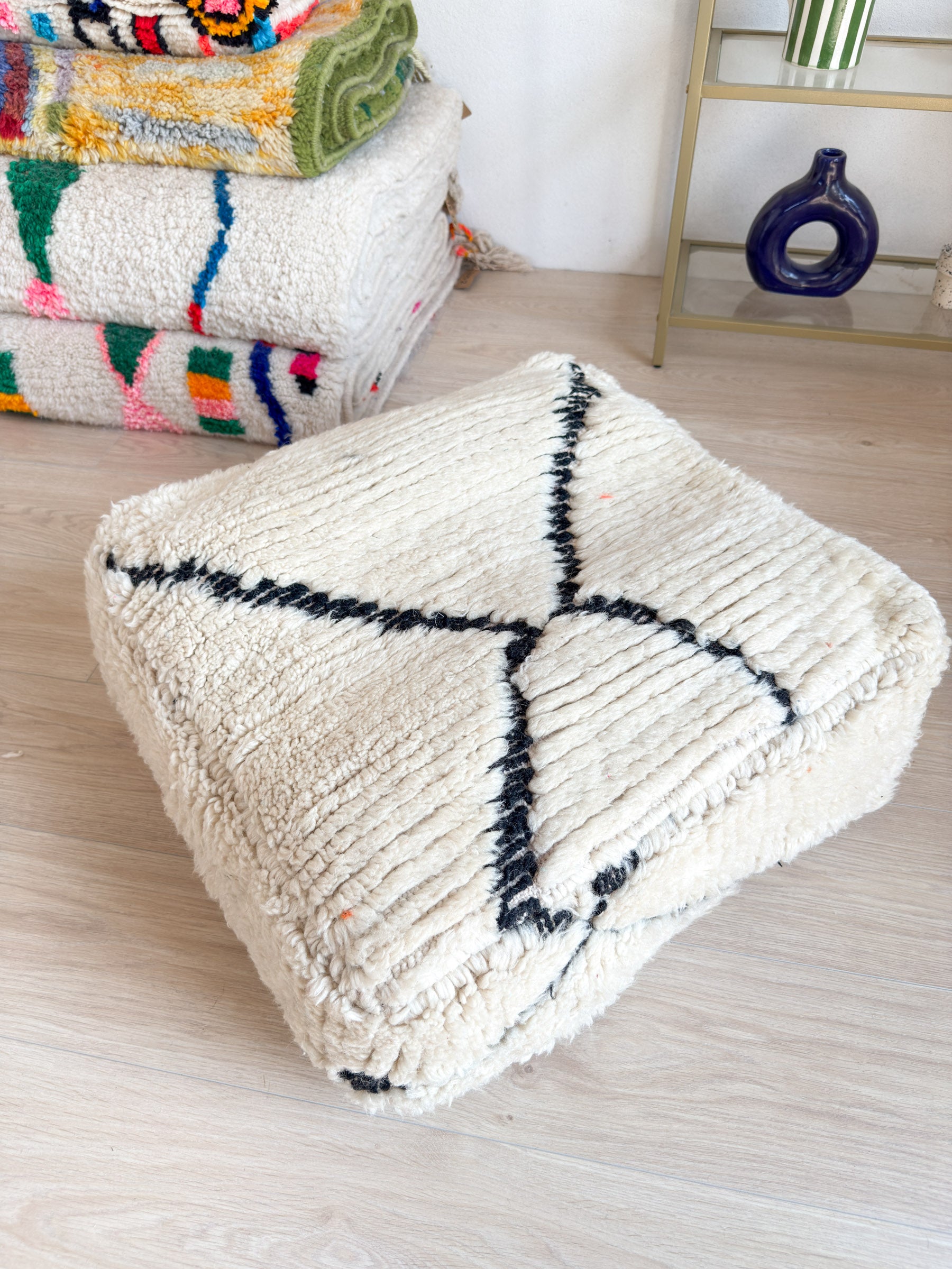 Pouf Marocain, pouf berbère coloré - 60 x 60 cm - n°64