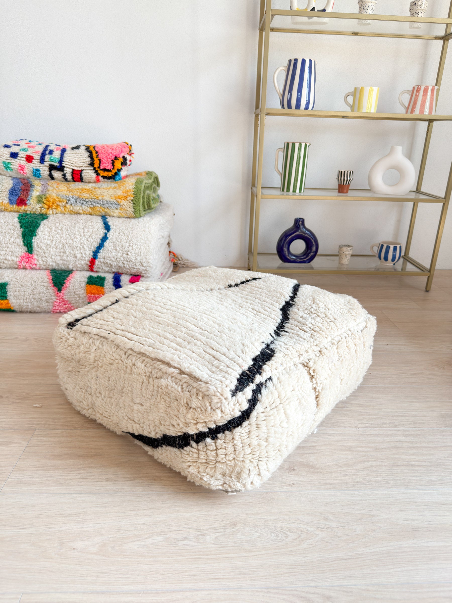 Pouf Marocain, pouf berbère coloré - 60 x 60 cm - n°60
