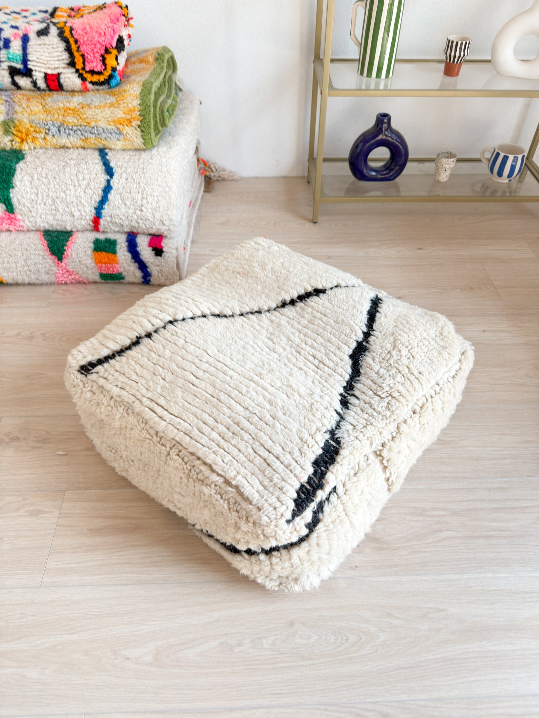 Pouf Marocain, pouf berbère coloré - 60 x 60 cm - n°60