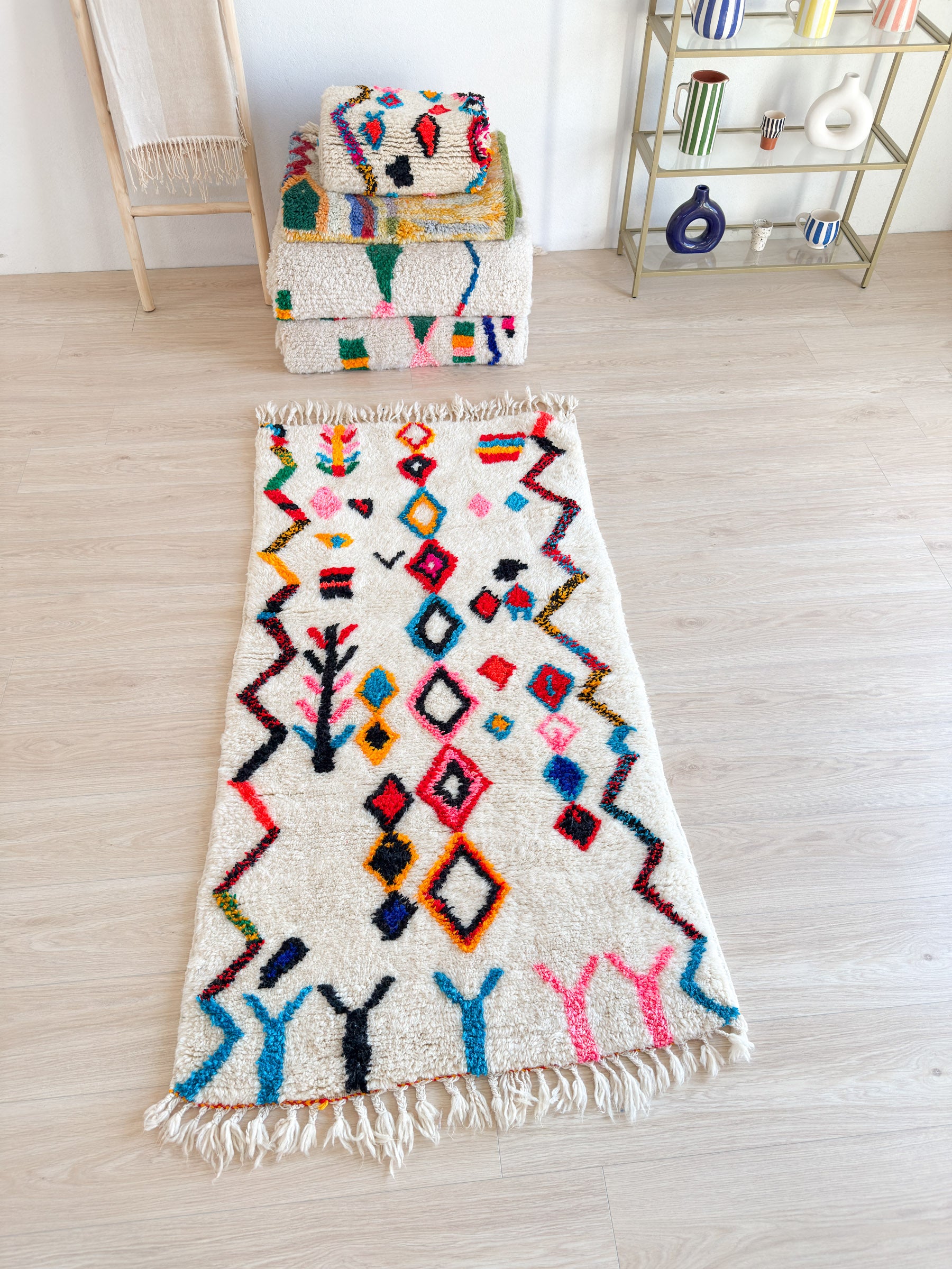 Tapis berbère coloré 93 x 195 cm - n°2330