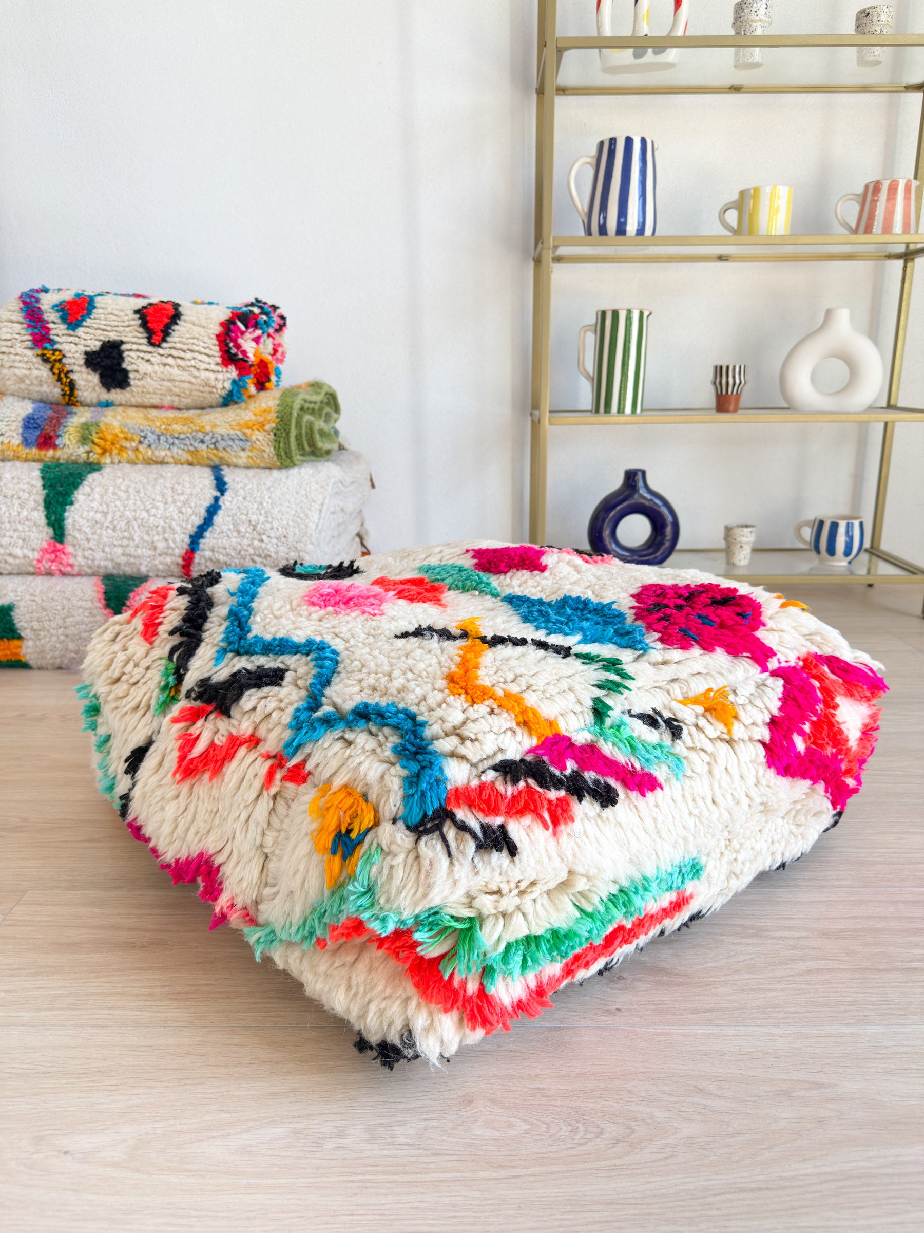 Pouf Marocain, pouf berbère coloré - 60 x 60 cm - n°49