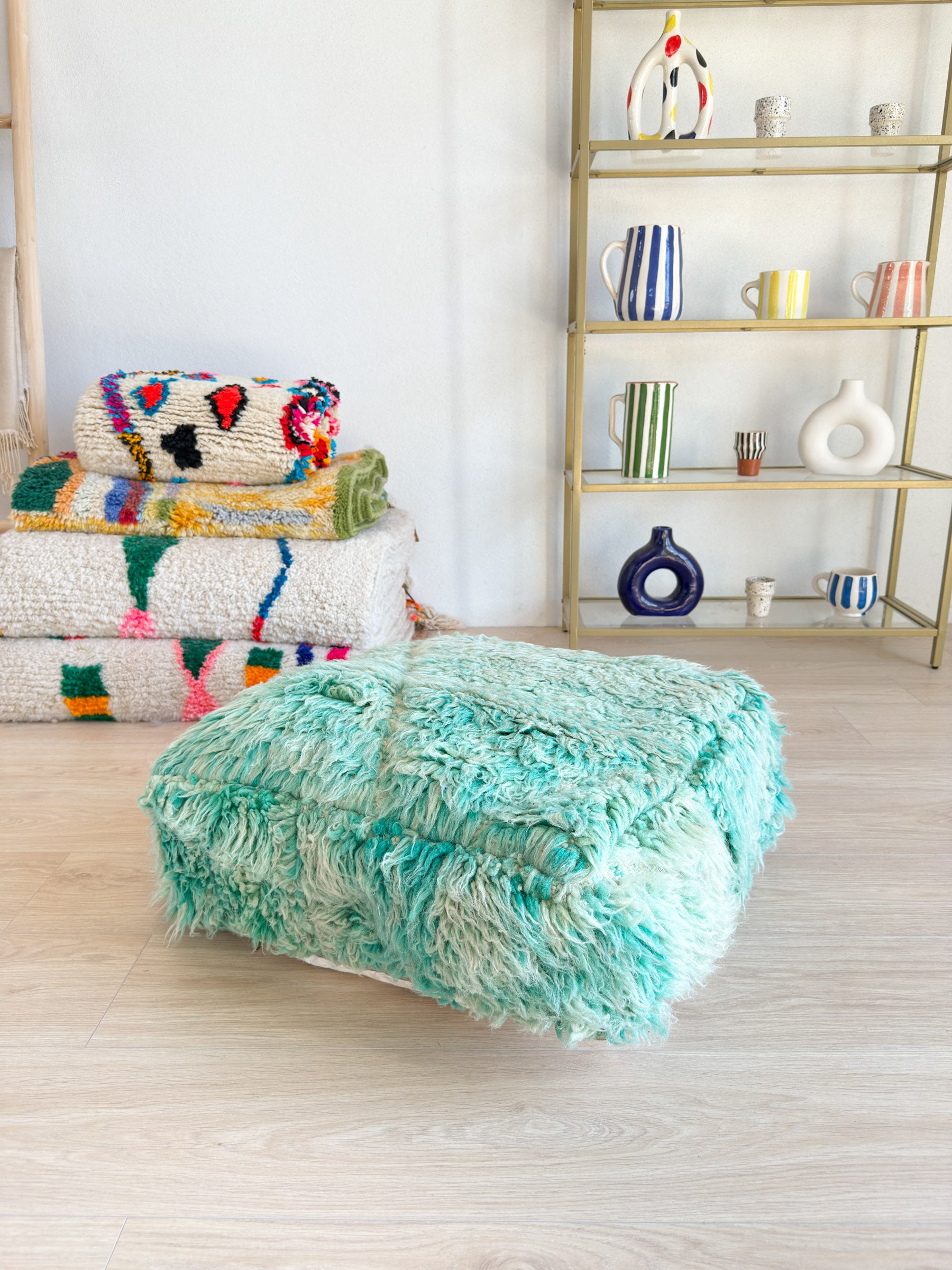 Marokkanischer Pouf, bunter Berber-Pouf - 60 x 60 cm - Nr. 62