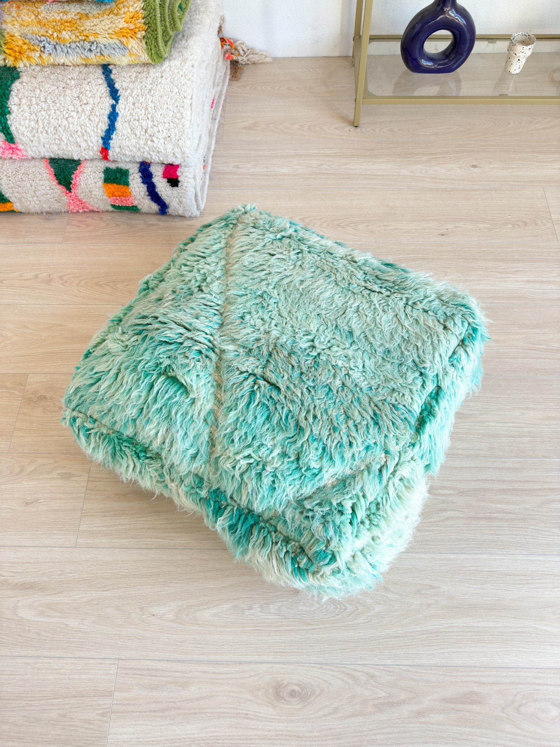 Marokkanischer Pouf, bunter Berber-Pouf - 60 x 60 cm - Nr. 62