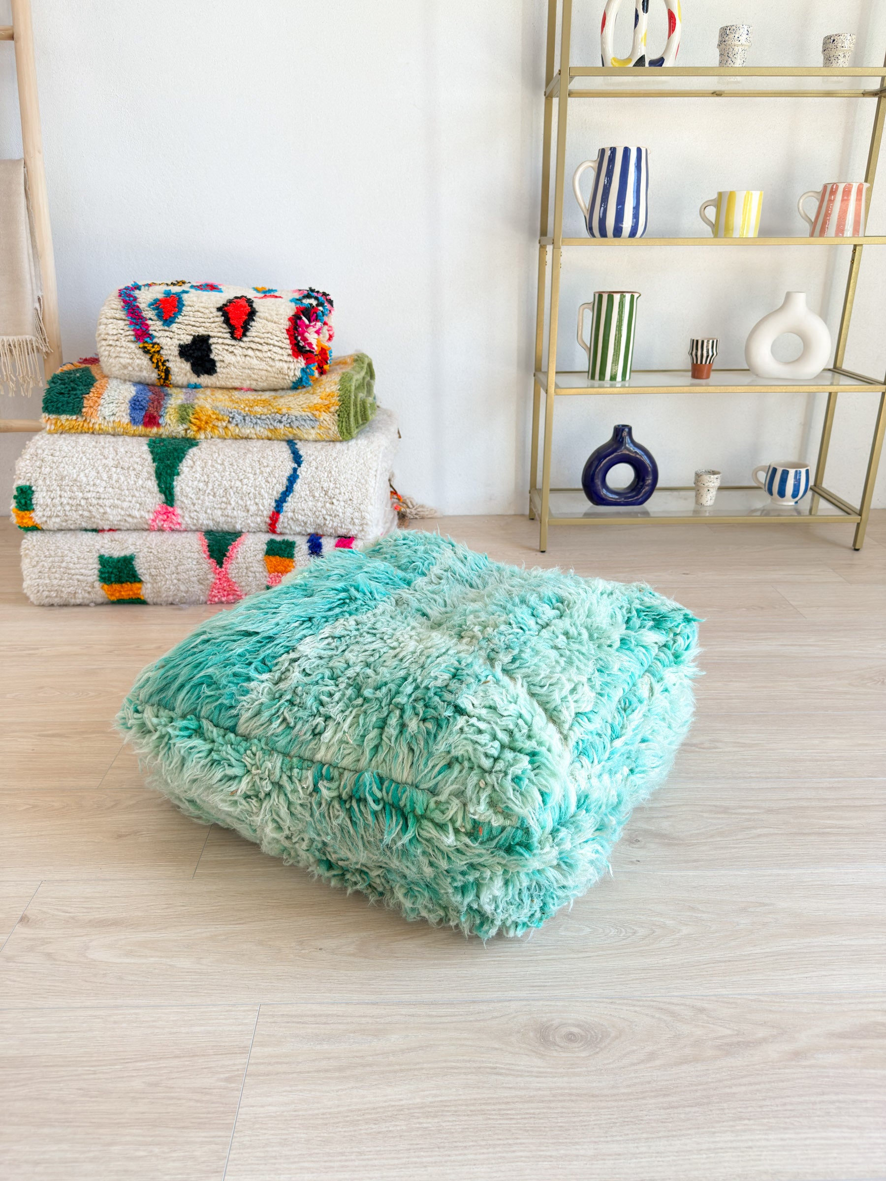 Pouf Marocain, pouf berbère coloré - 60 x 60 cm - n°61