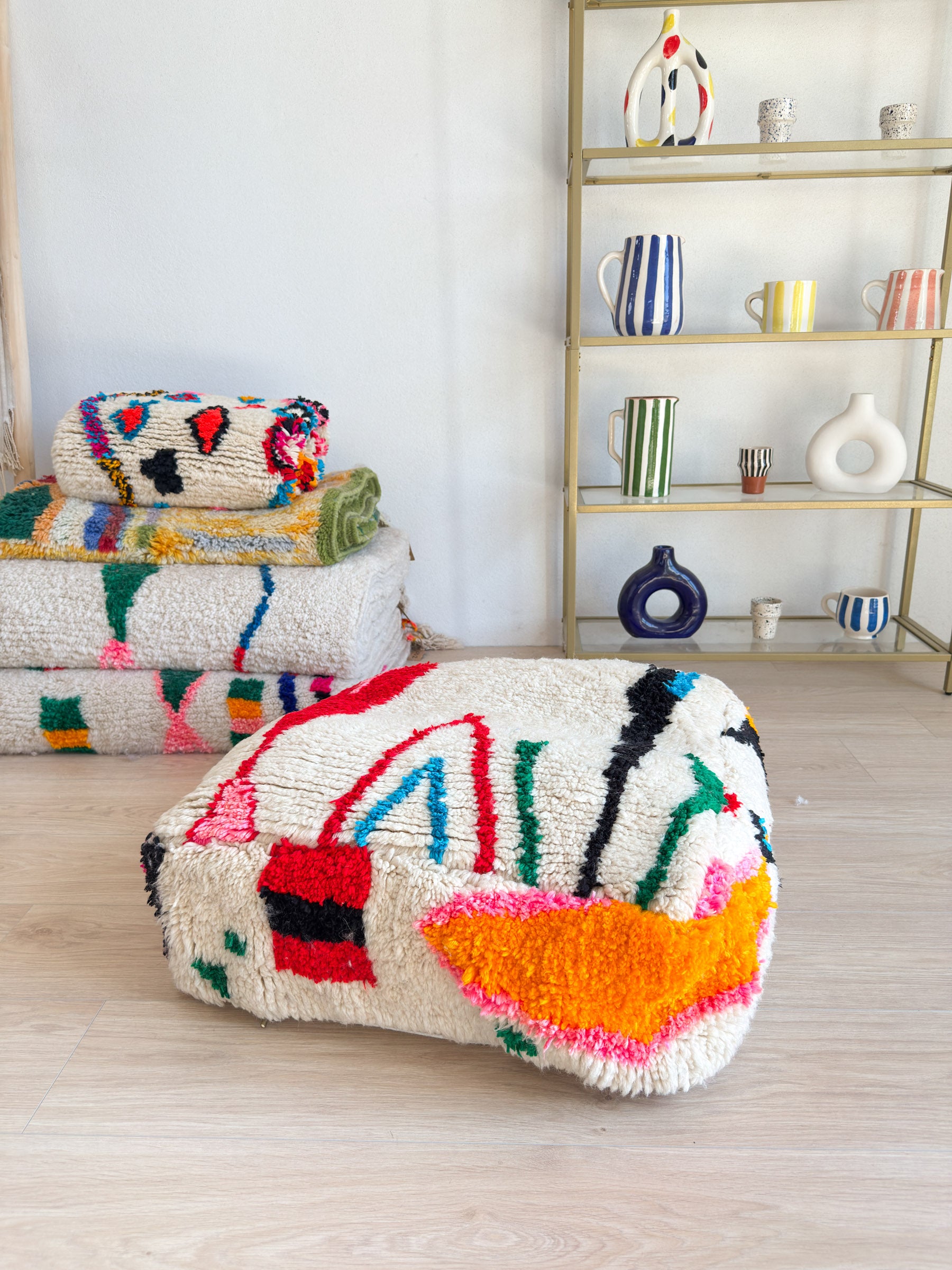 Pouf Marocain, pouf berbère coloré - 60 x 60 cm - n°26