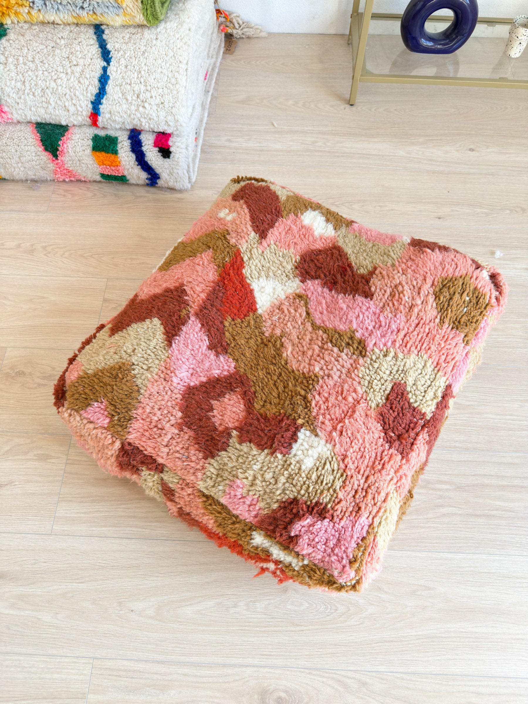 Pouf Marocain, pouf berbère coloré - 60 x 60 cm - n°30