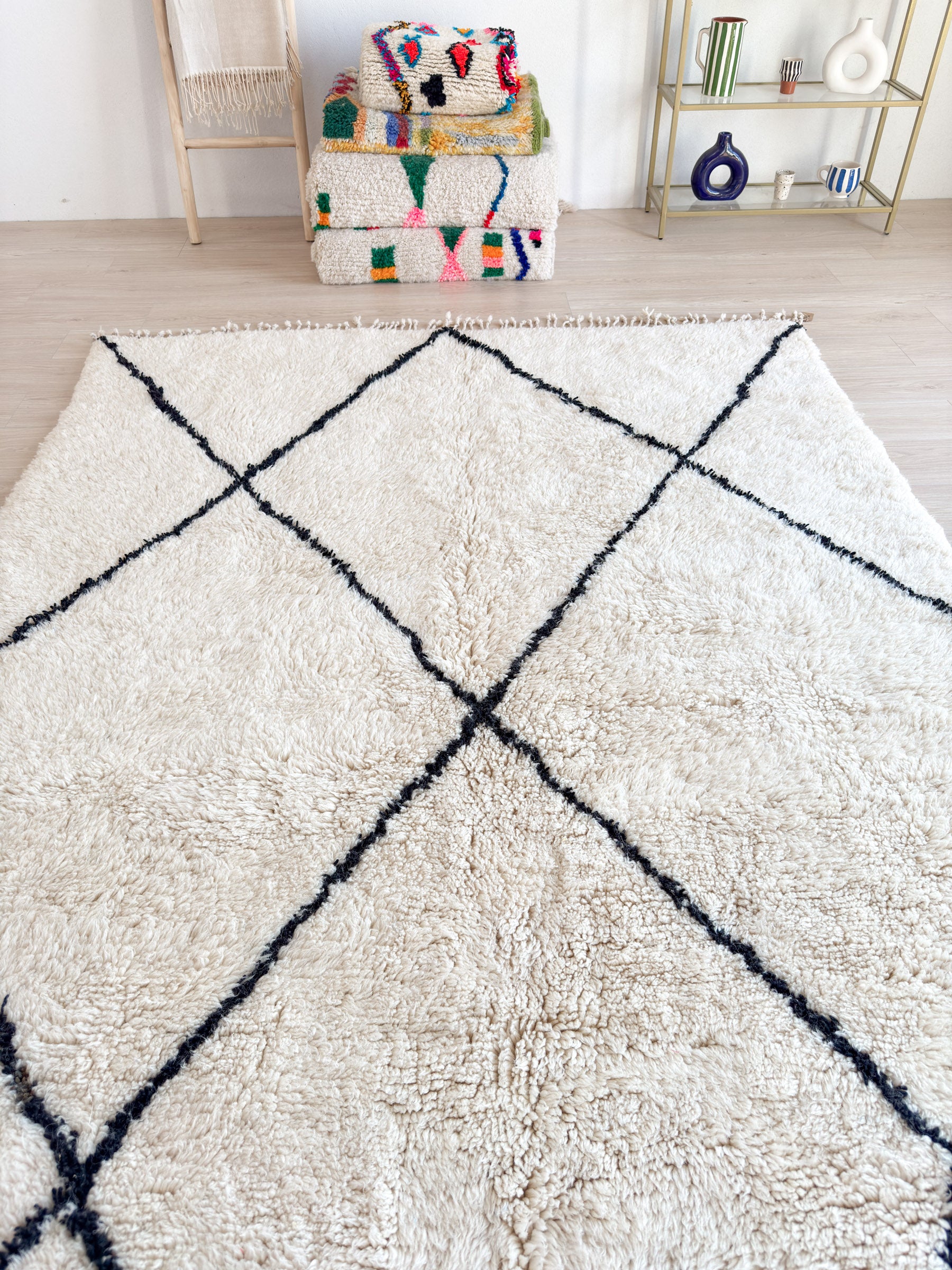 Tapis berbère blanc 197 x 311 cm - n°2340