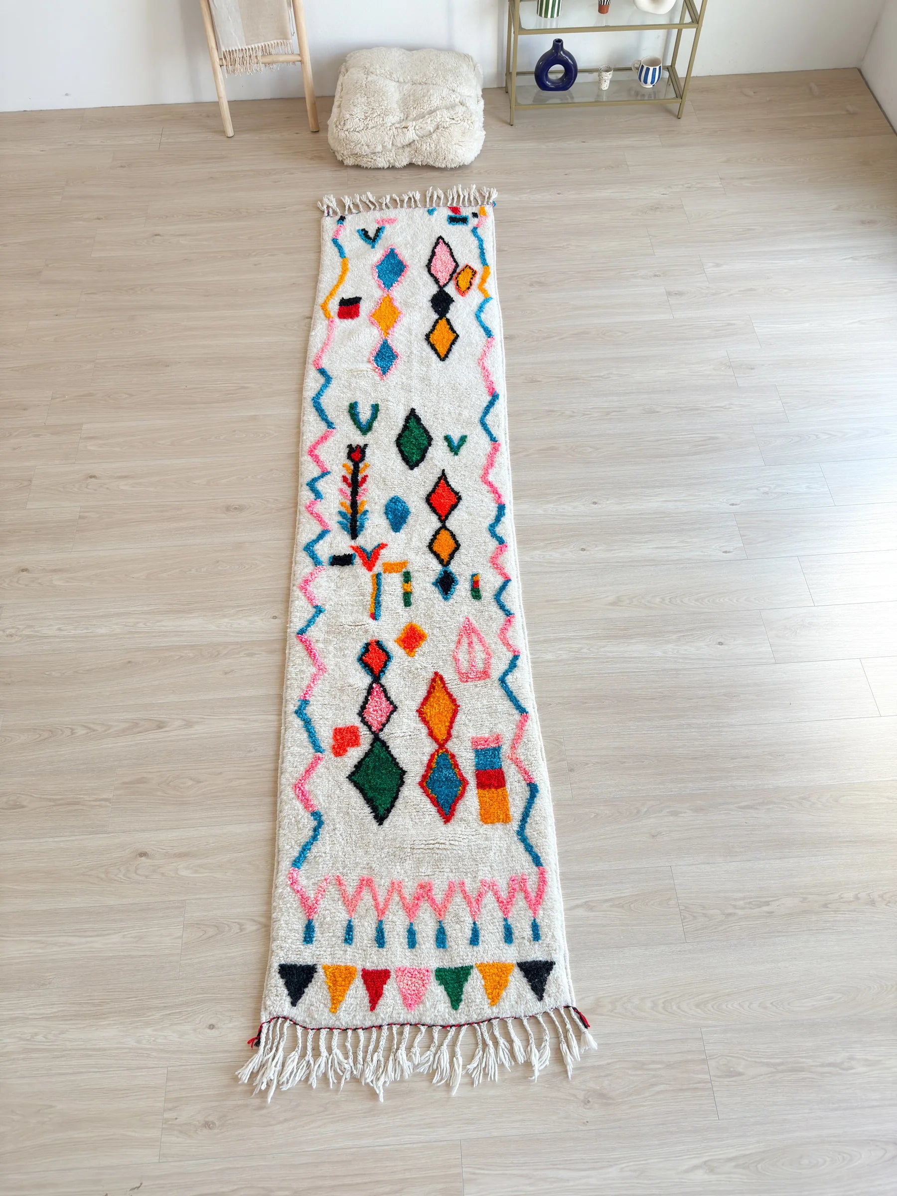 Tapis de couloir berbère coloré 77 x 342 cm - n°2433