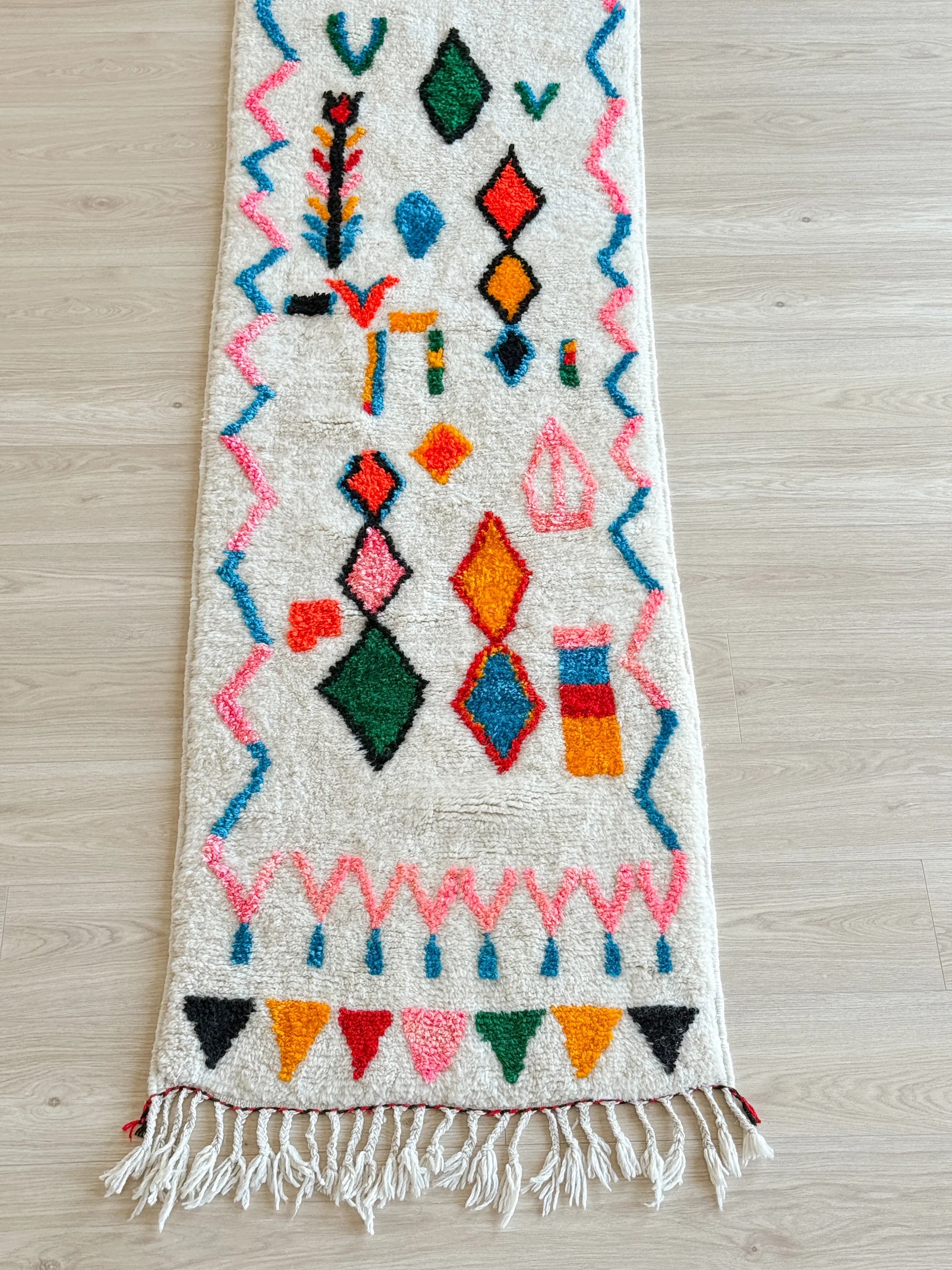 Tapis de couloir berbère coloré 77 x 342 cm - n°2433