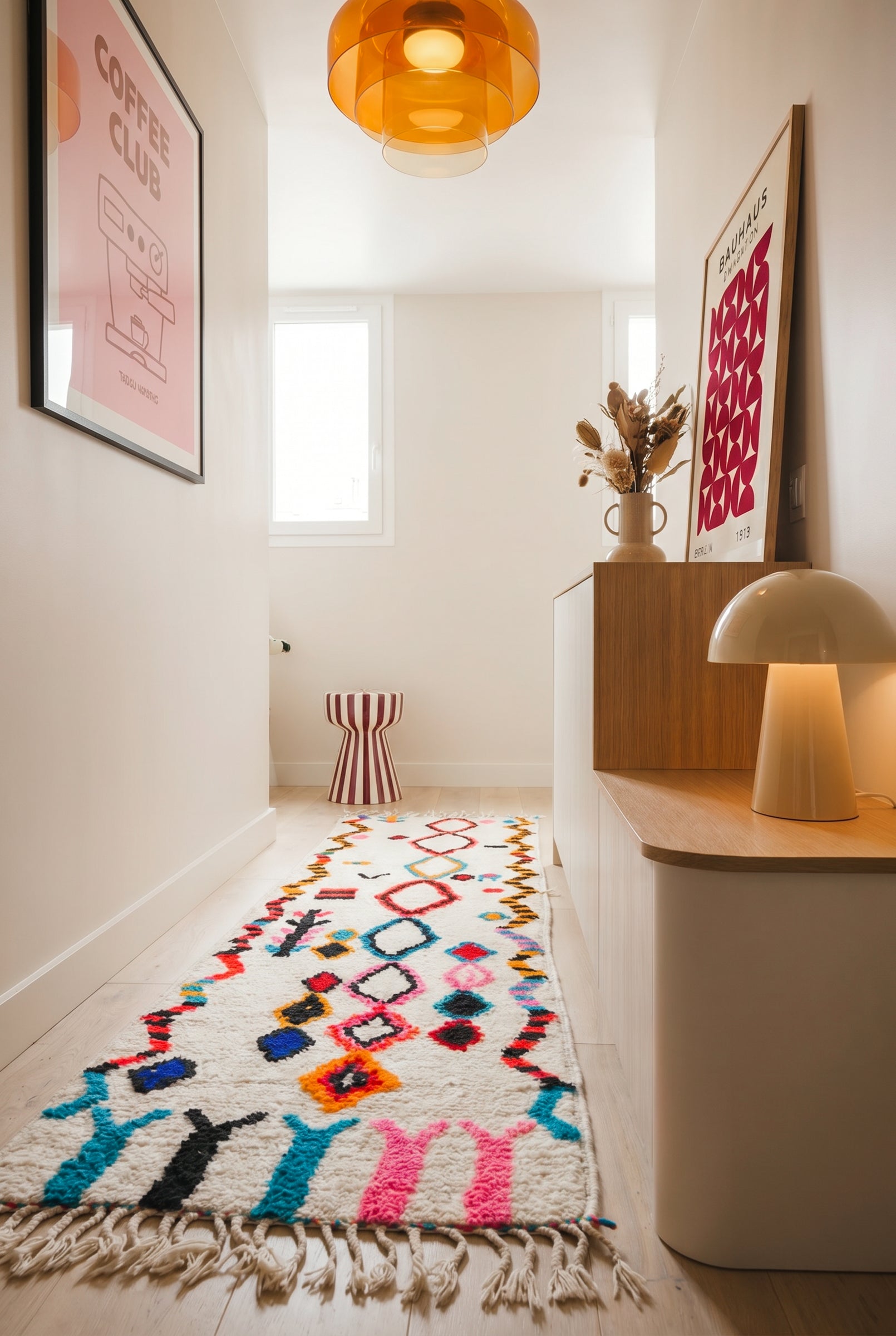 Tapis de couloir berbère coloré 80 x 302 cm - n°2306