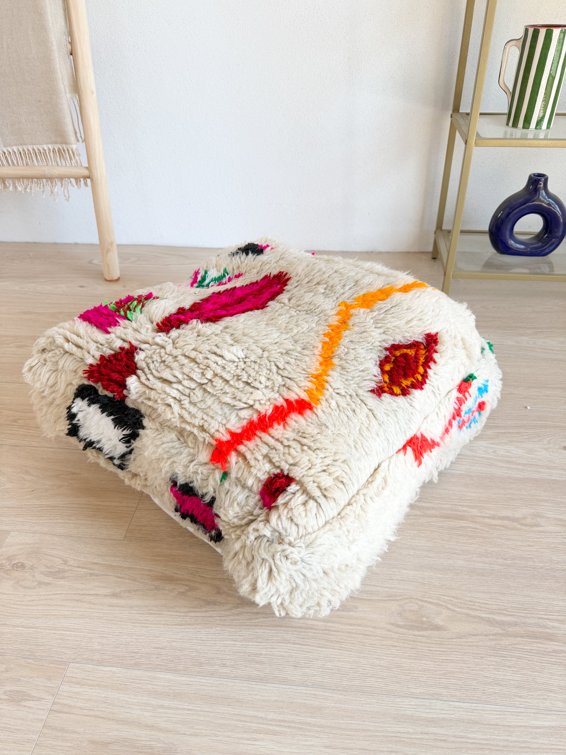 Pouf Marocain, pouf berbère coloré - 60 x 60 cm - n°128