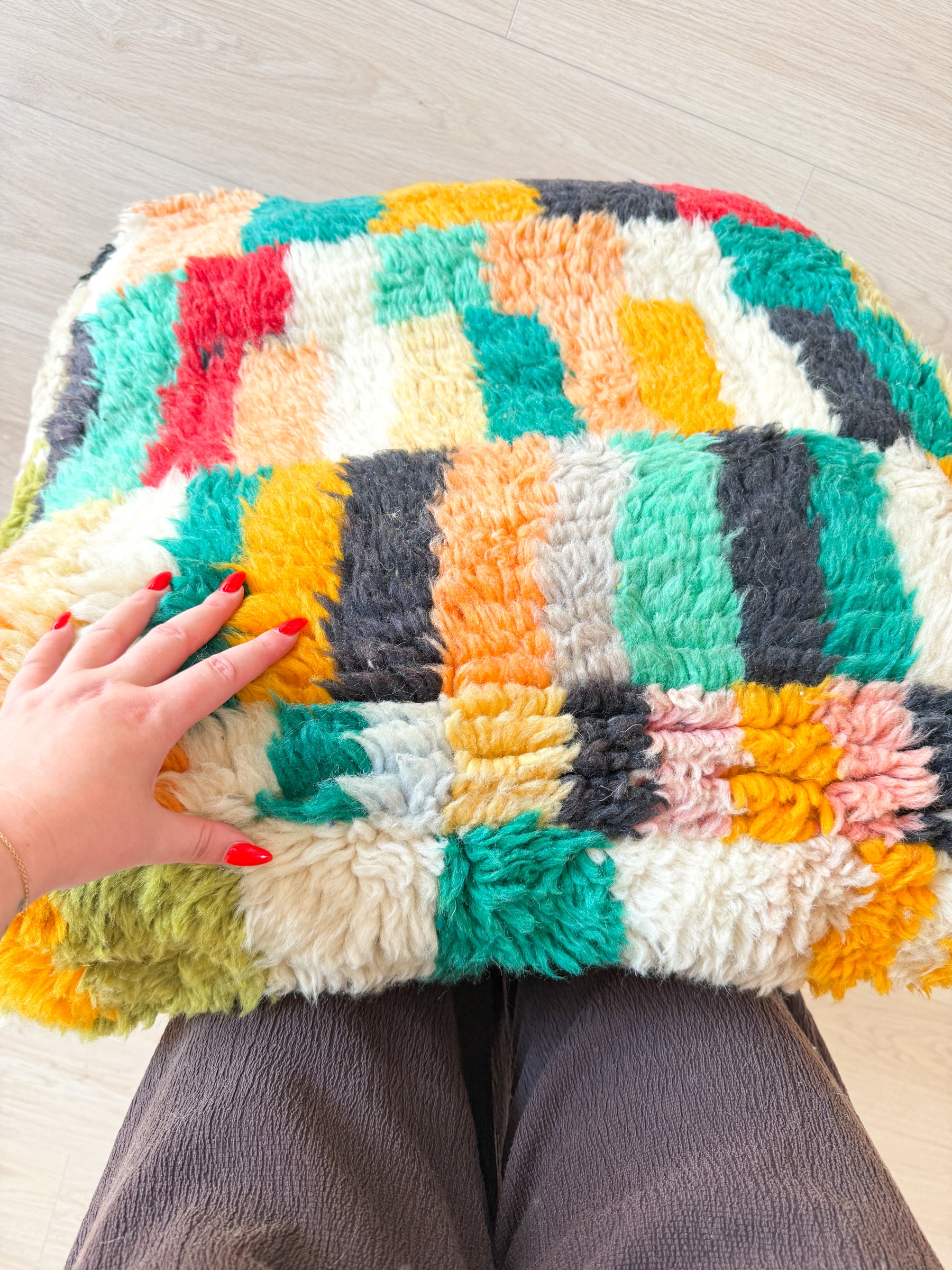 Brouillon - Pouf Marocain, pouf berbère coloré - 60 x 60 cm - n°139