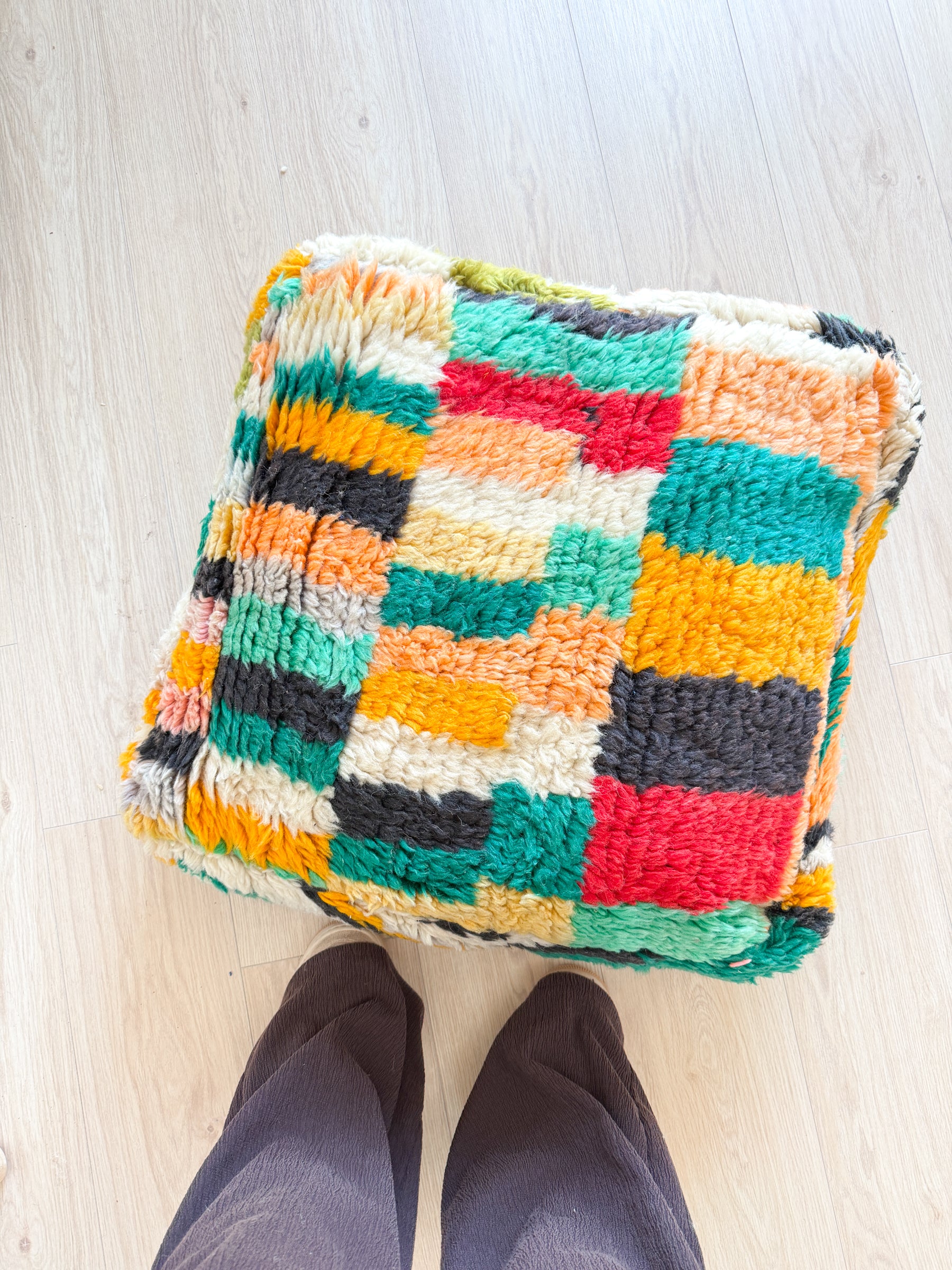 Brouillon - Pouf Marocain, pouf berbère coloré - 60 x 60 cm - n°139